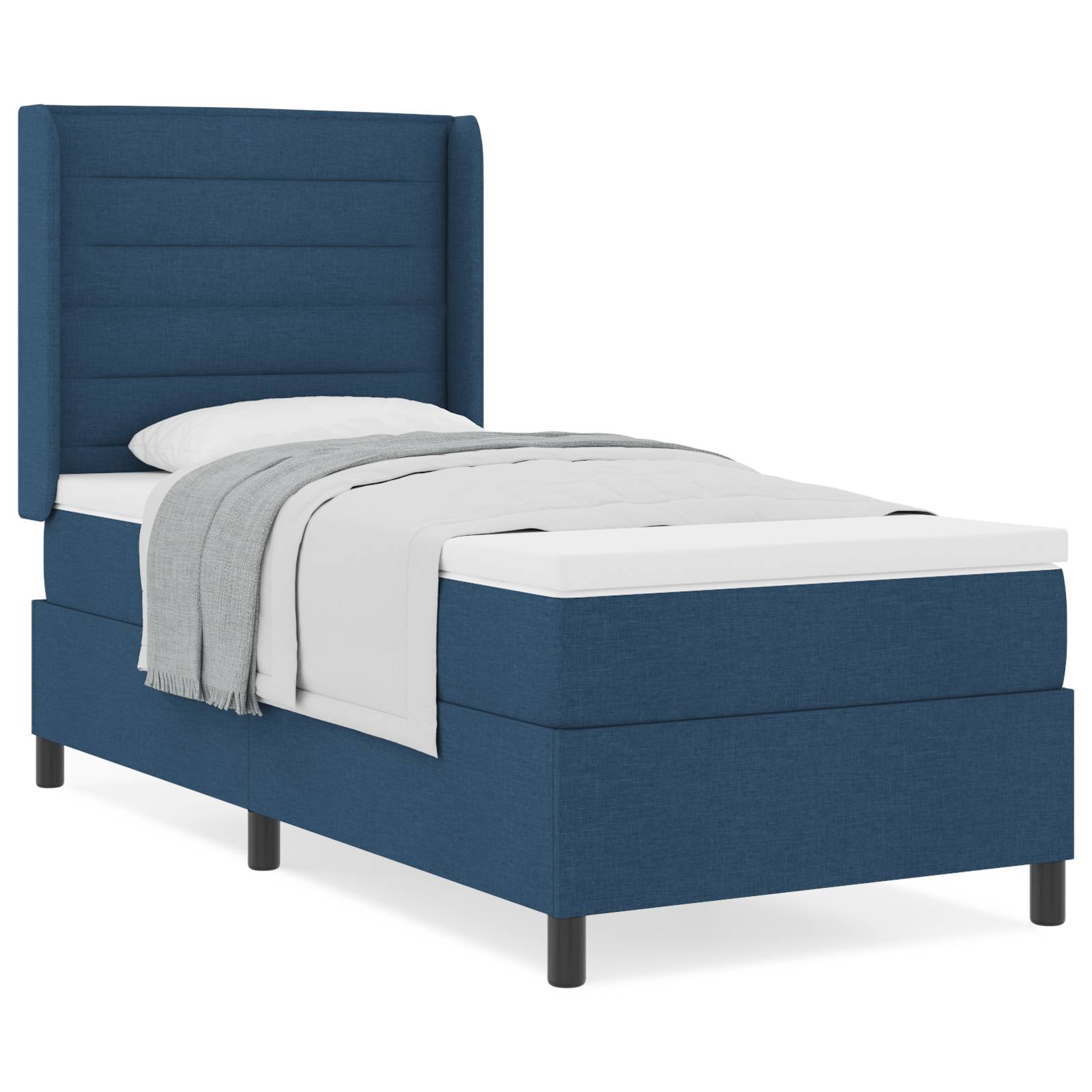 vidaXL Boxspringbett mit Matratze Blau 90x200 cm Stoff