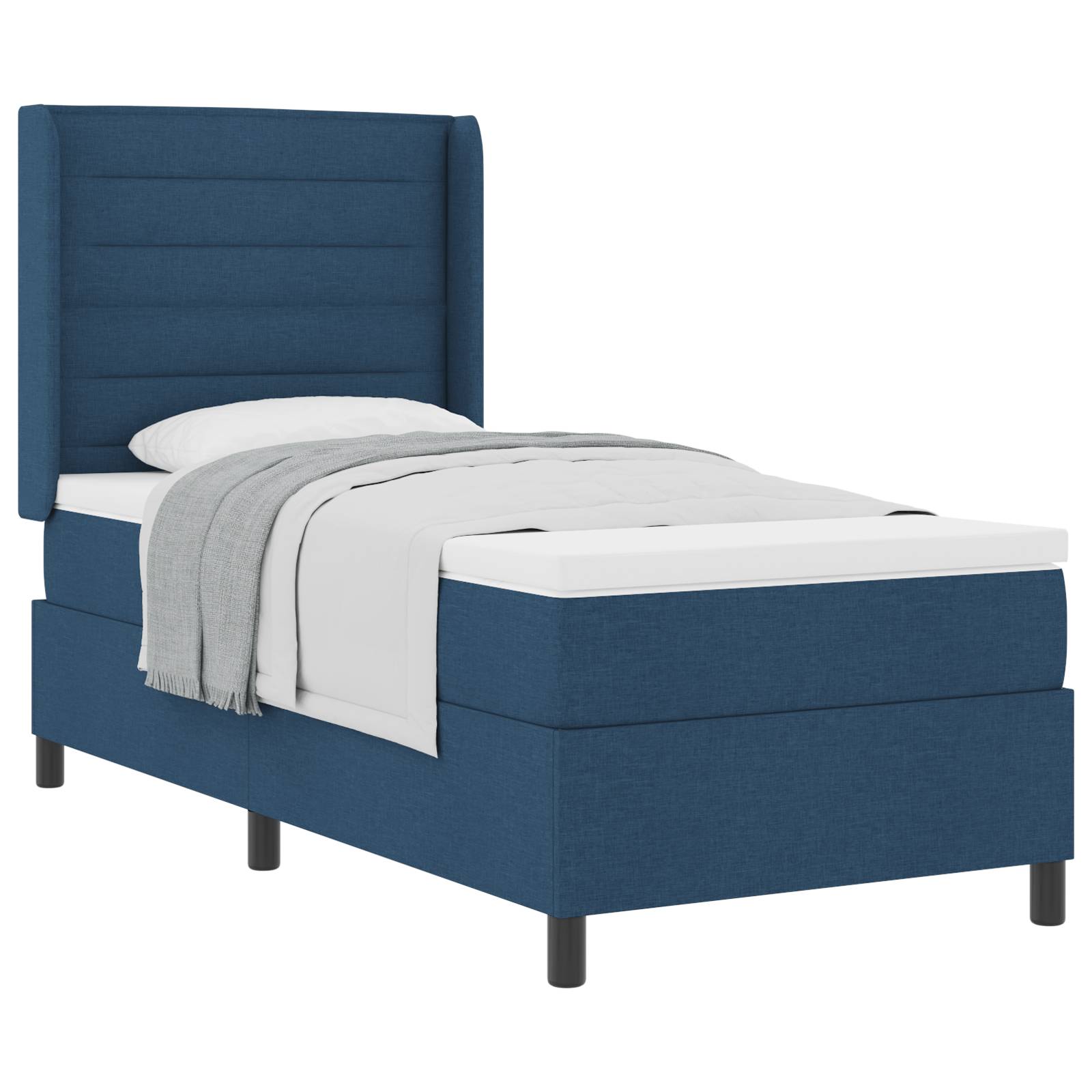 vidaXL Boxspringbett mit Matratze Blau 90x200 cm Stoff