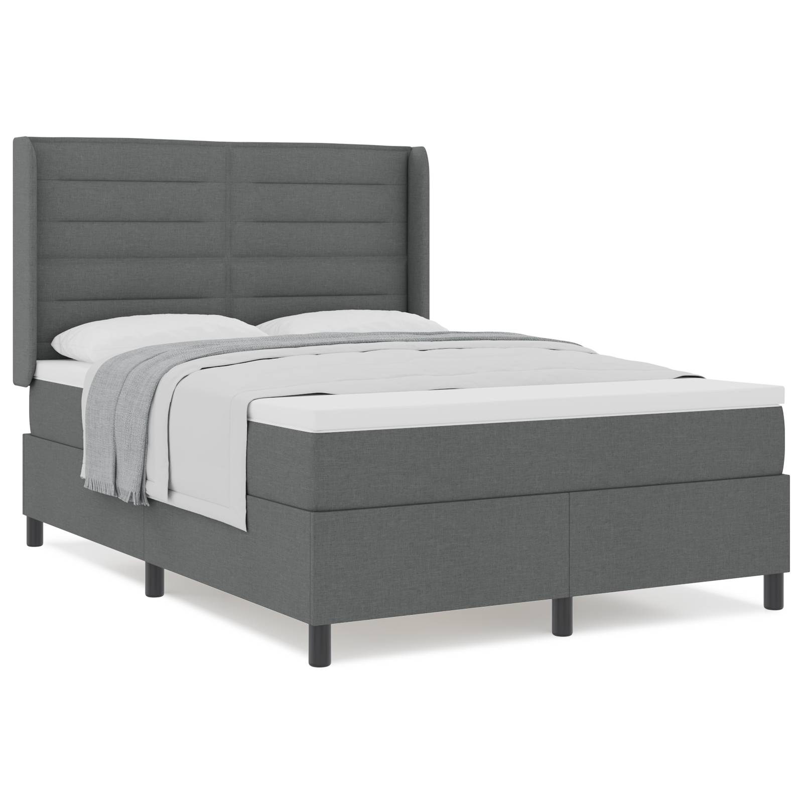 vidaXL Boxspringbett mit Matratze Dunkelgrau 160x200 cm Stoff