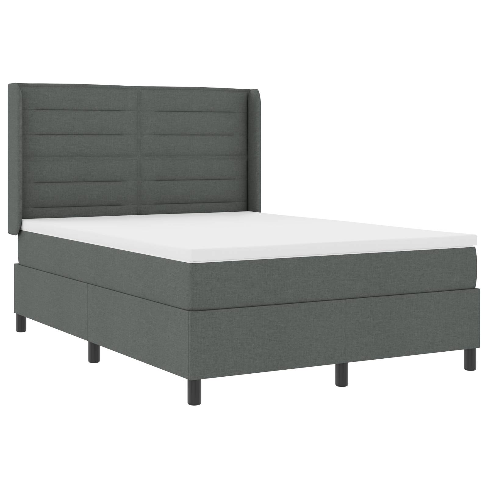 vidaXL LED Boxspringbett mit Matratze Dunkelgrau 160x200 cm Stoff