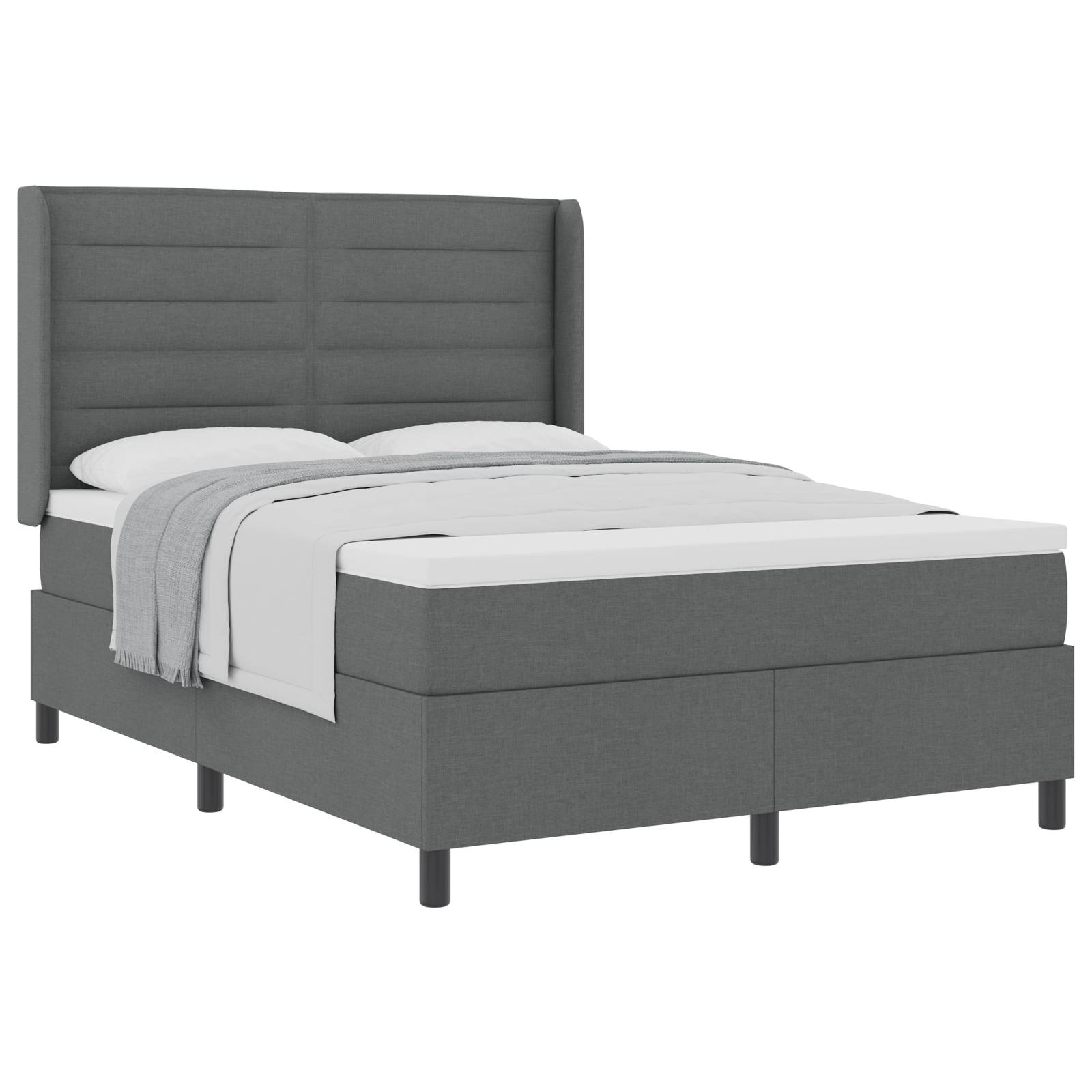 vidaXL Boxspringbett mit Matratze Dunkelgrau 160x200 cm Stoff
