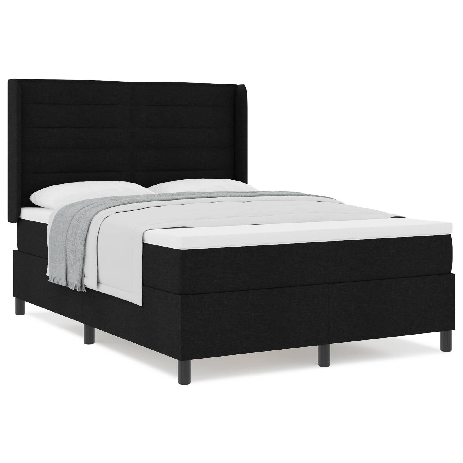 vidaXL Boxspringbett mit Matratze Schwarz 160x200 cm