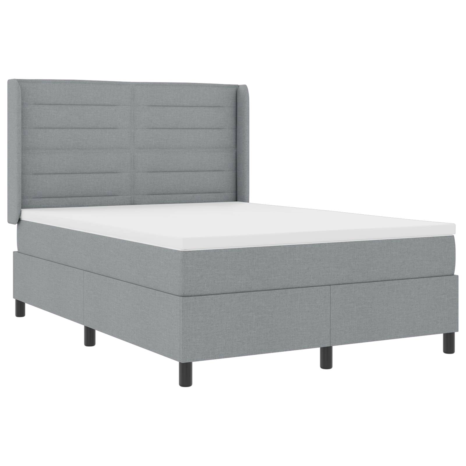 vidaXL Boxspringbett mit Matratze Hellgrau 140x200 cm Stoff