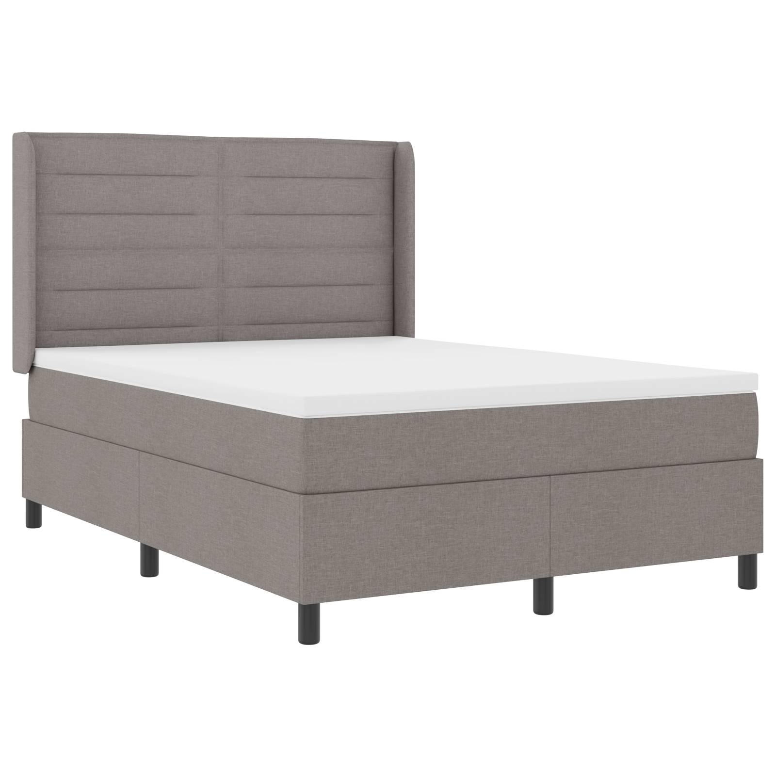 vidaXL LED Boxspringbett mit Matratze Taupe 140x190 cm Stoff