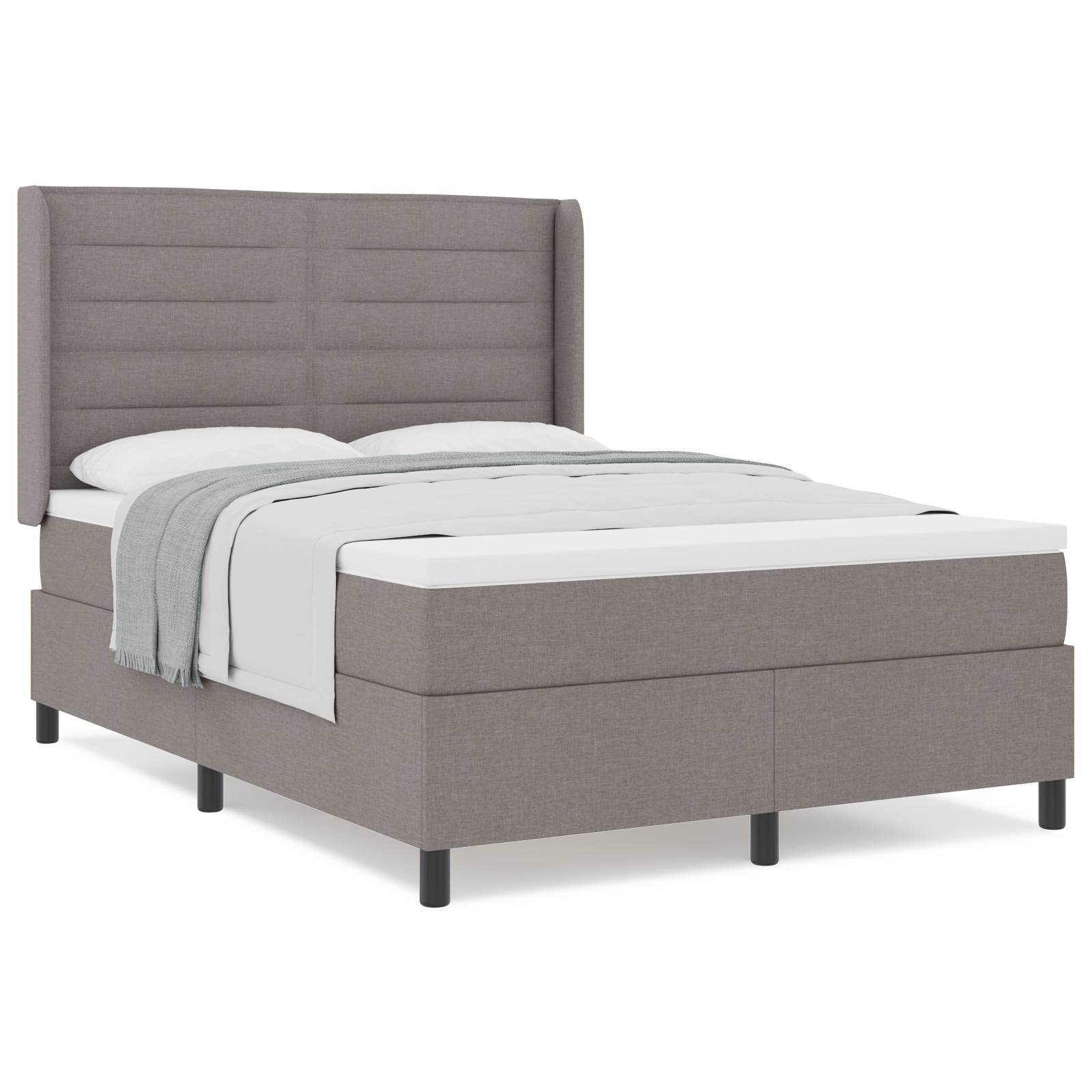 vidaXL Boxspringbett mit Matratze Taupe 140x190 cm Stoff