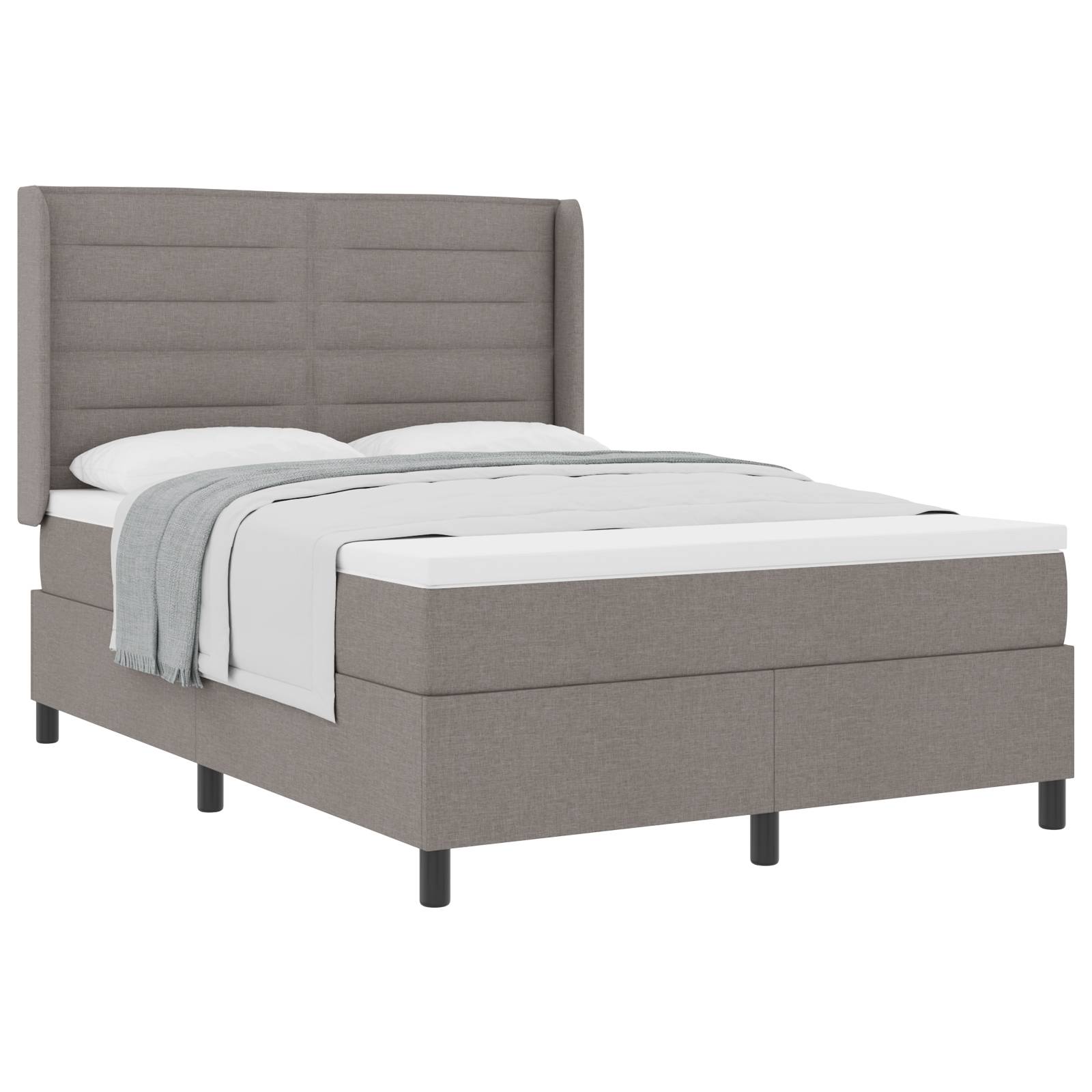 vidaXL Boxspringbett mit Matratze Taupe 140x190 cm Stoff