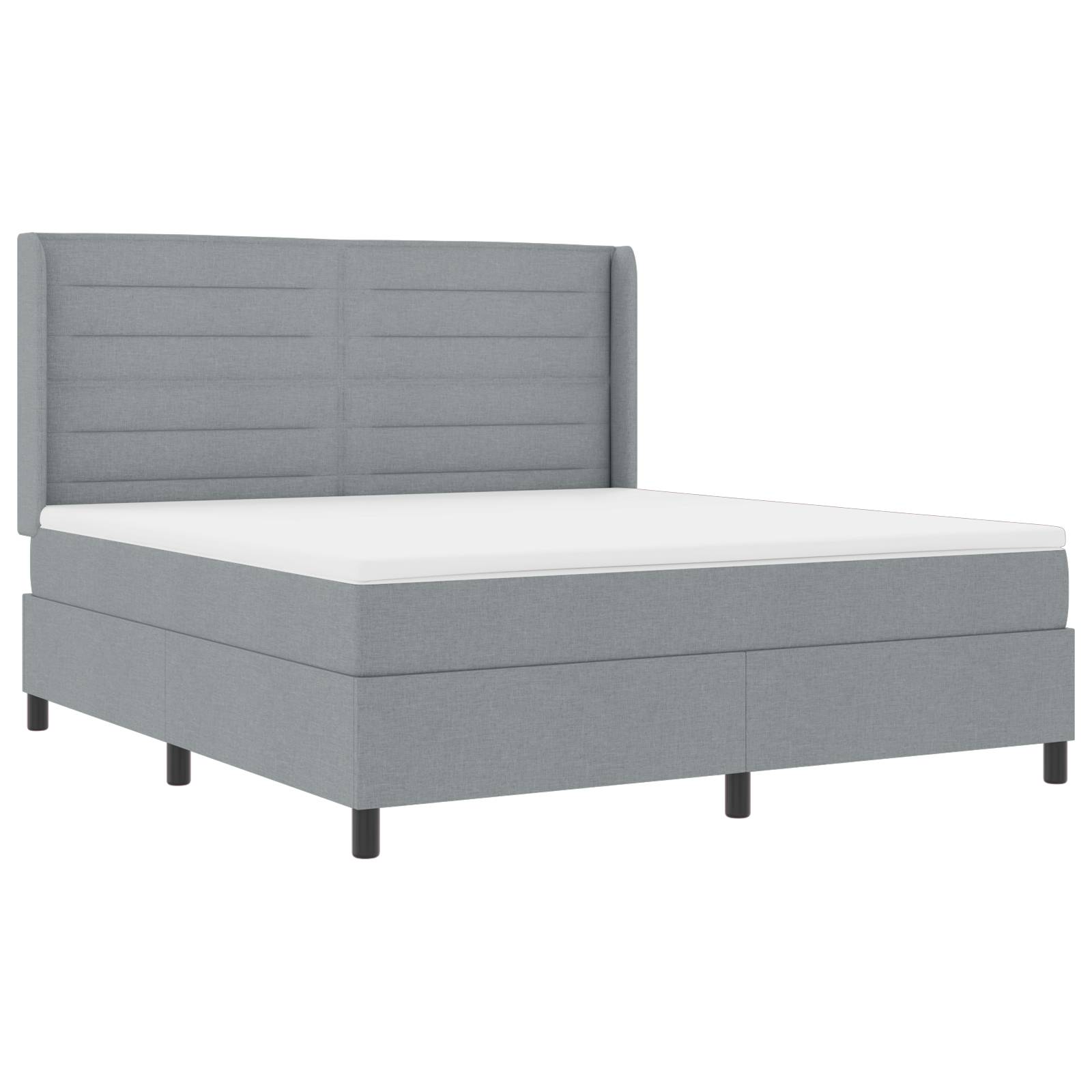 vidaXL LED Boxspringbett mit Matratze Hellgrau 180x200 cm Stoff