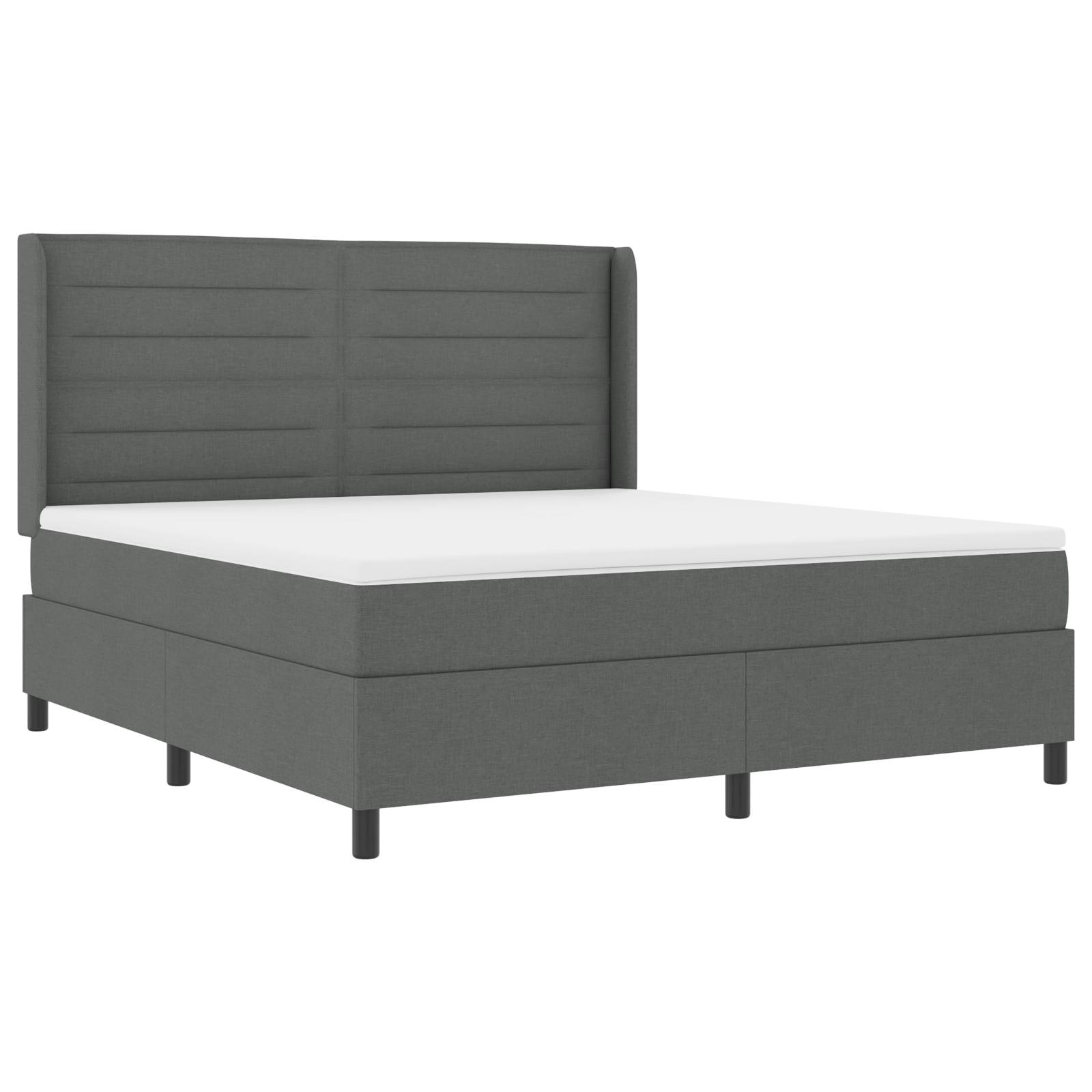 vidaXL LED Boxspringbett mit Matratze Dunkelgrau 180x200 cm Stoff