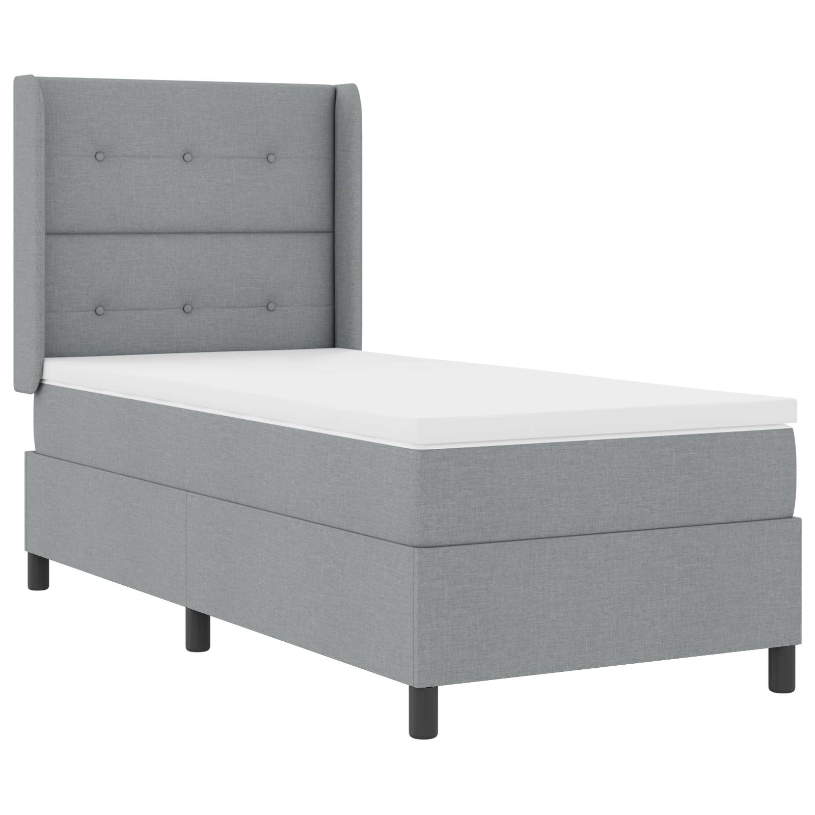 vidaXL Boxspringbett mit Matratze Hellgrau 90x190 cm Stoff