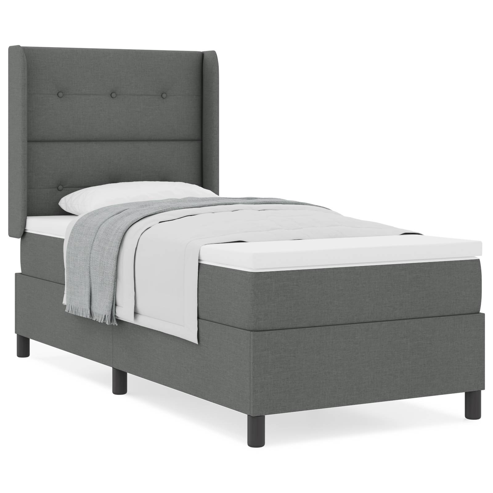 vidaXL Boxspringbett mit Matratze Dunkelgrau 80x200 cm Stoff
