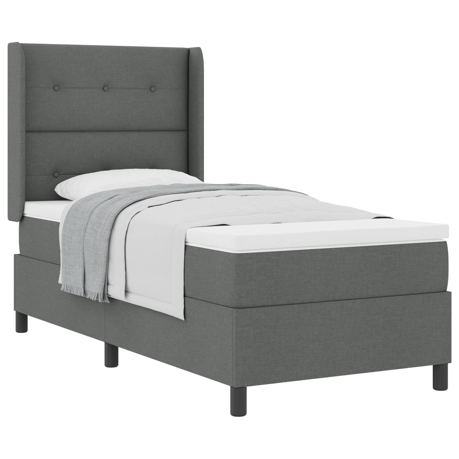 vidaXL Boxspringbett mit Matratze Dunkelgrau 80x200 cm Stoff