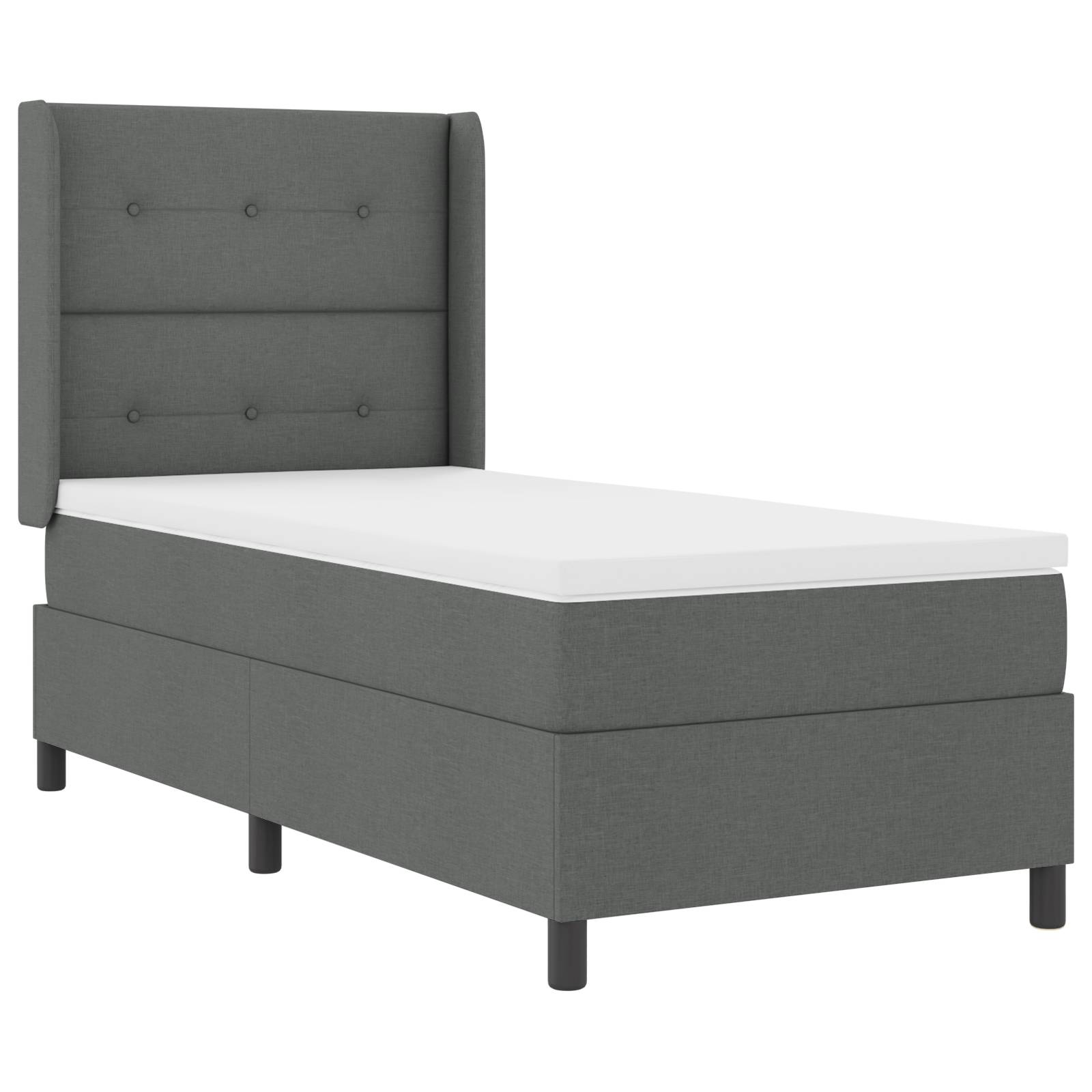 vidaXL Boxspringbett mit Matratze Dunkelgrau 80x200 cm Stoff