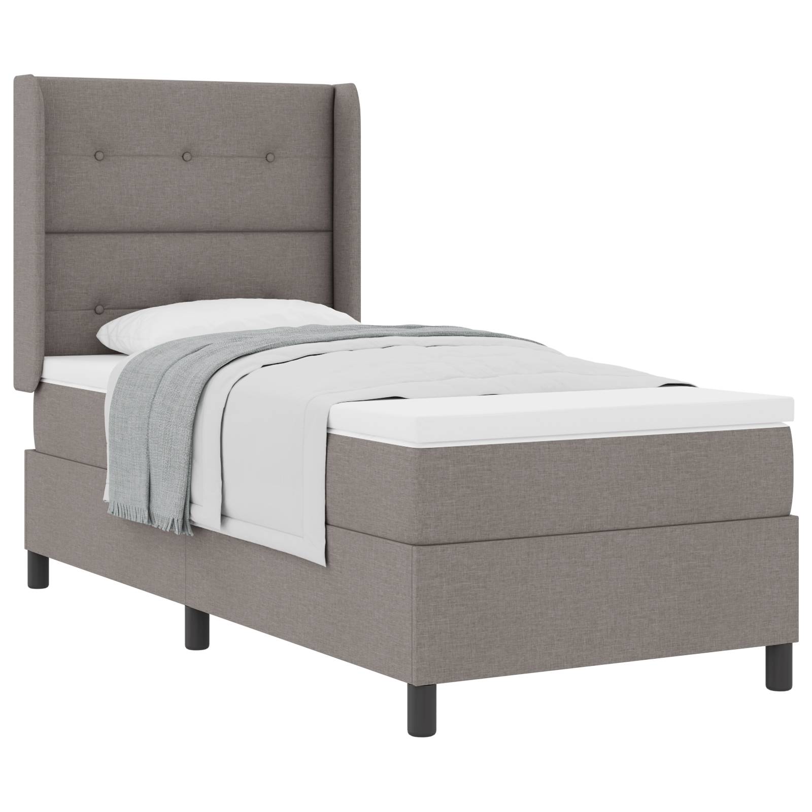 vidaXL Boxspringbett mit Matratze Taupe 100x200 cm Stoff