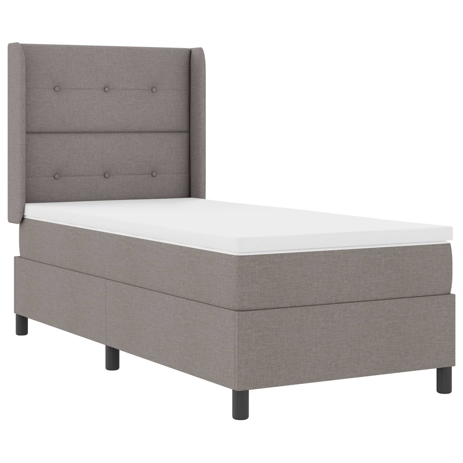 vidaXL LED Boxspringbett mit Matratze Taupe 90x200 cm Stoff