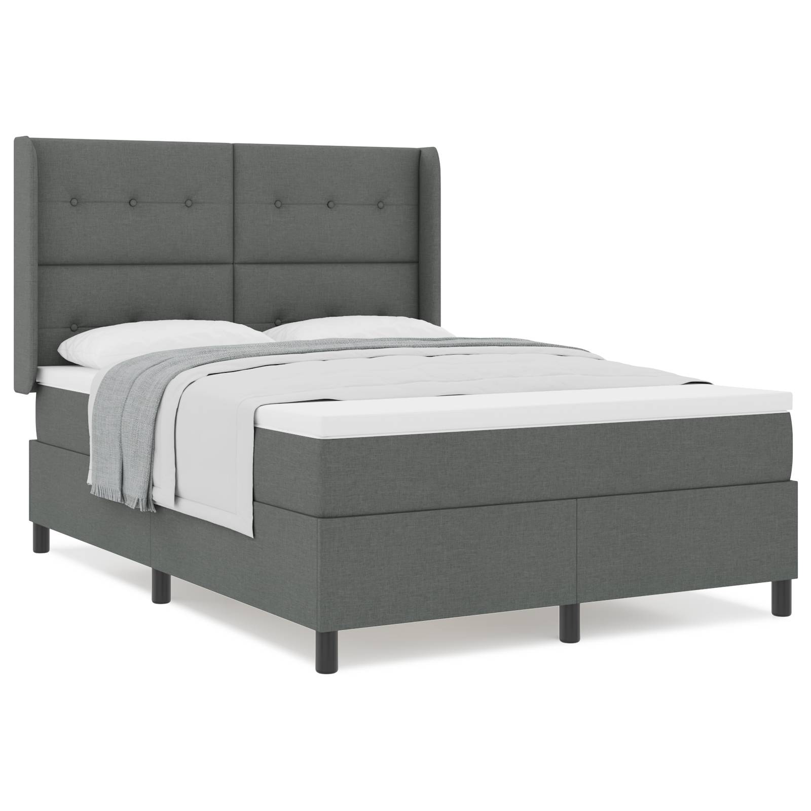 vidaXL Boxspringbett mit Matratze Dunkelgrau 140x200 cm Stoff