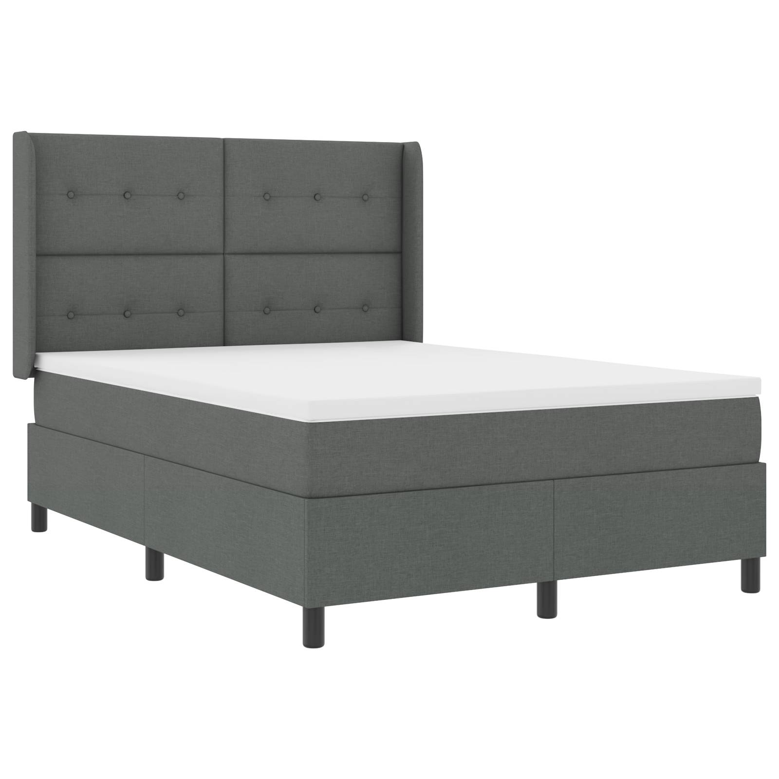 vidaXL LED Boxspringbett mit Matratze Dunkelgrau 160x200 cm Stoff