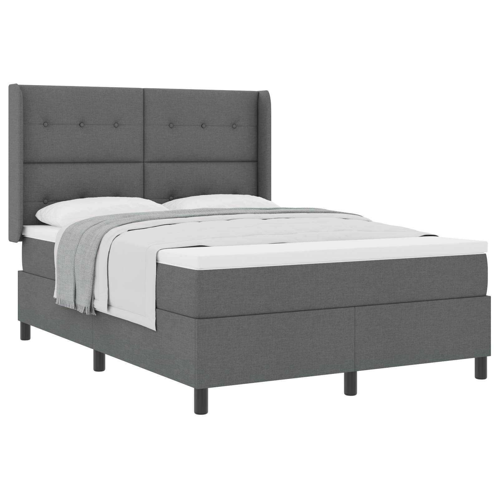 vidaXL Boxspringbett mit Matratze Dunkelgrau 140x200 cm Stoff