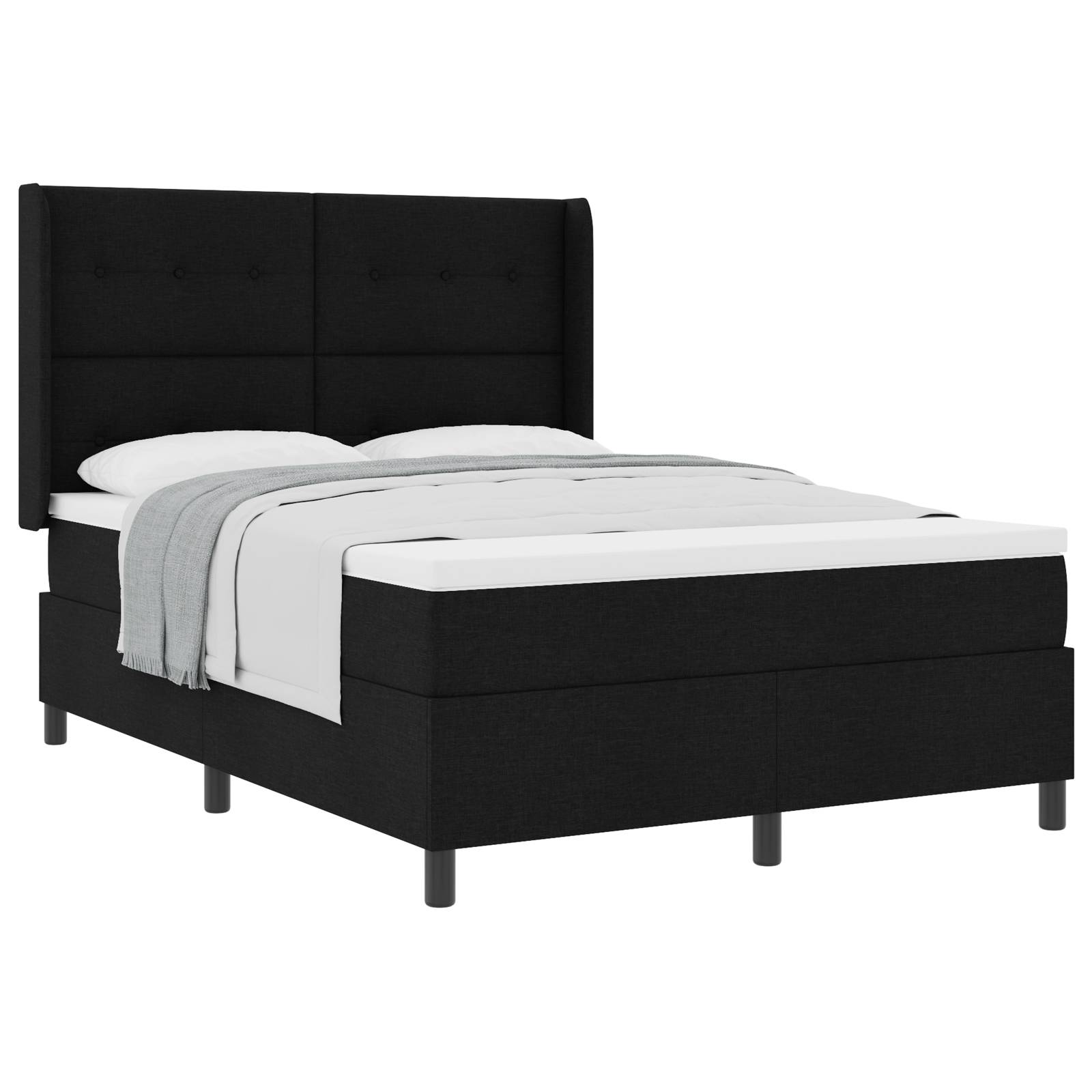 vidaXL Boxspringbett mit Matratze Schwarz 140x190 cm Stoff
