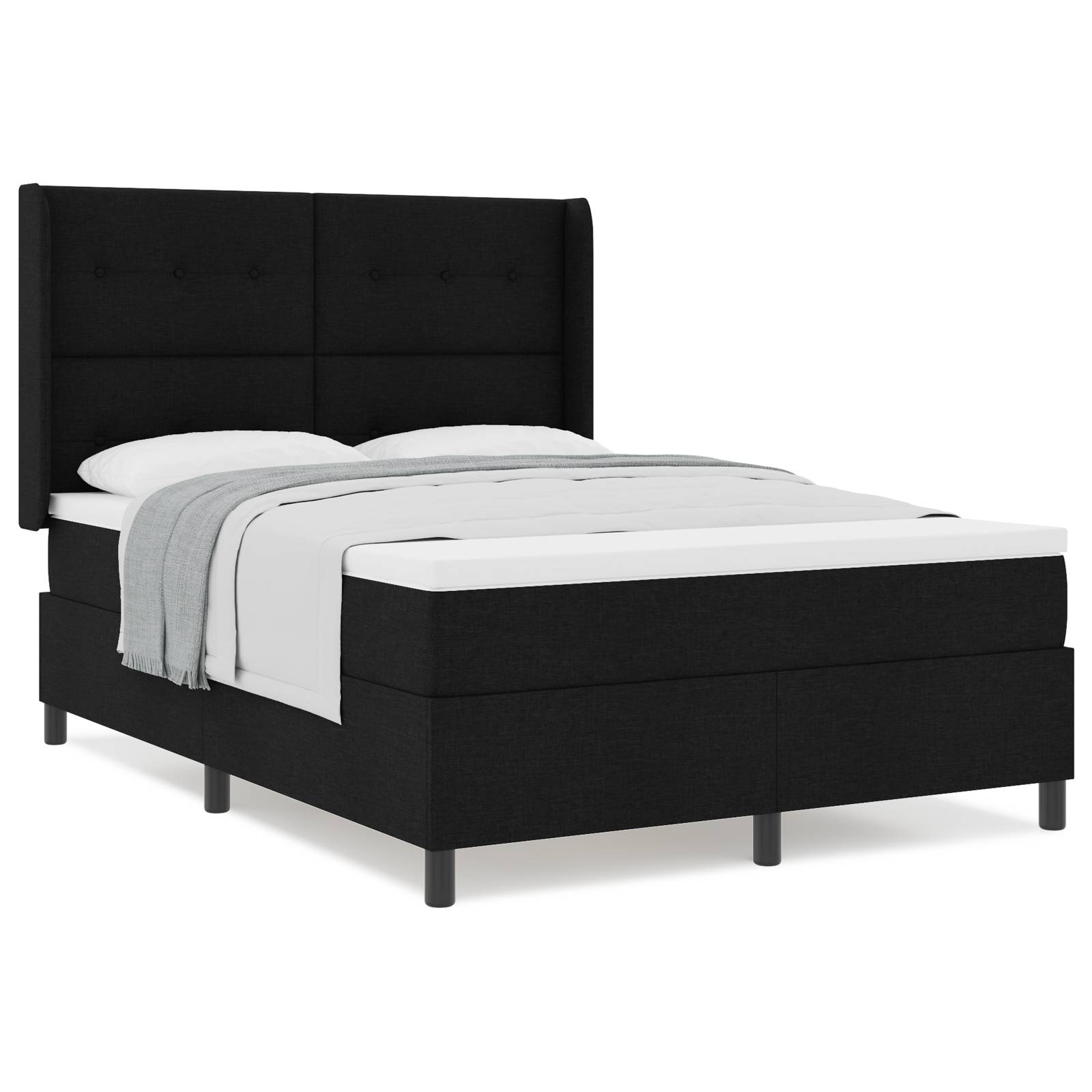 vidaXL Boxspringbett mit Matratze Schwarz 140x190 cm Stoff