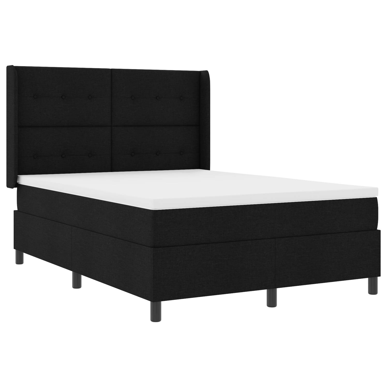 vidaXL Boxspringbett mit Matratze Schwarz 140x190 cm Stoff