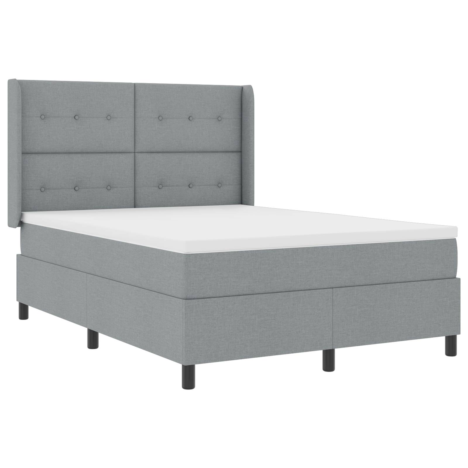 vidaXL LED Boxspringbett mit Matratze Hellgrau 160x200 cm Stoff