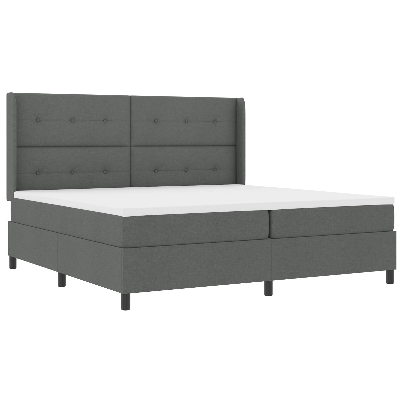 vidaXL LED Boxspringbett mit Matratze Dunkelgrau 200x200 cm Stoff
