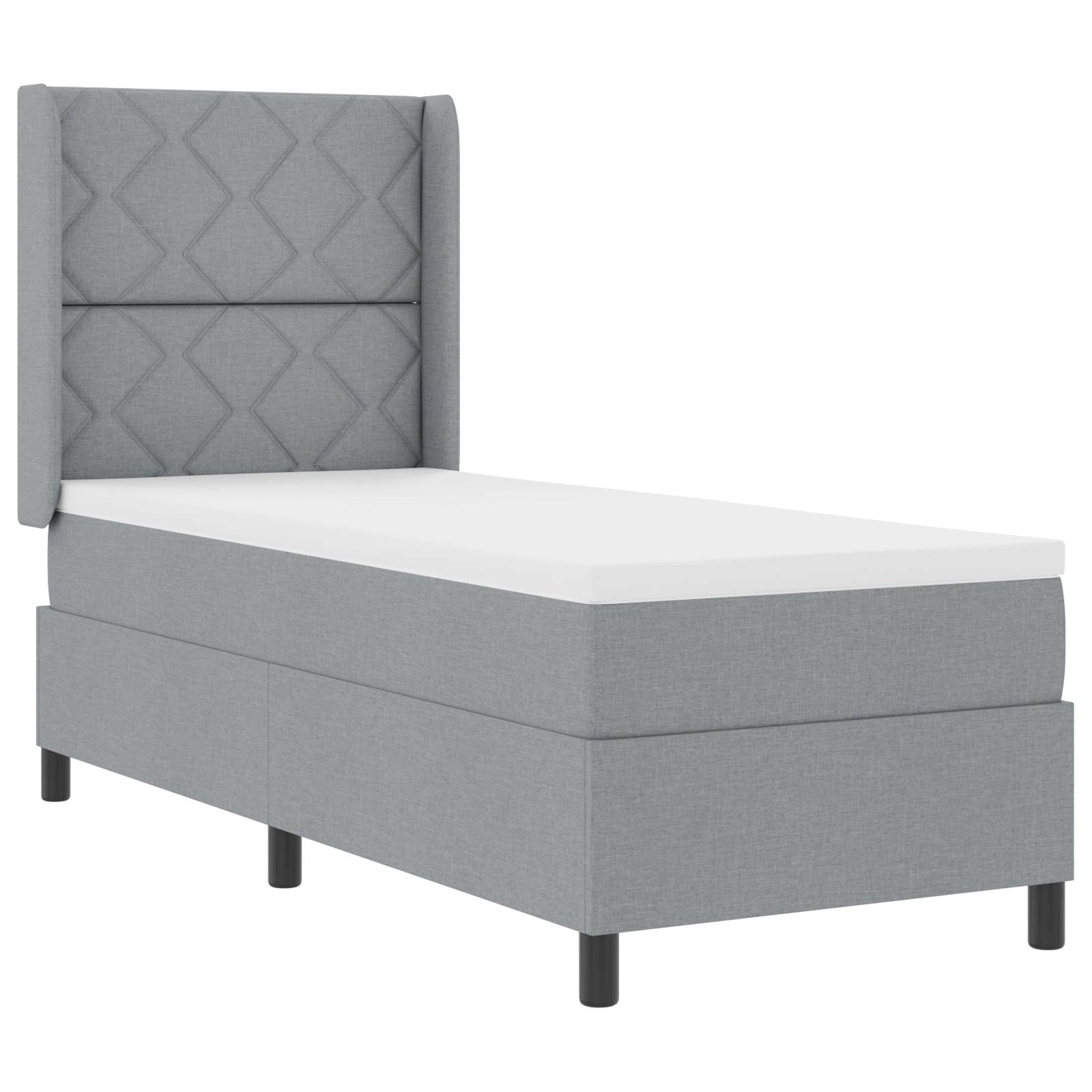 vidaXL LED Boxspringbett mit Matratze Hellgrau 90x190 cm Stoff