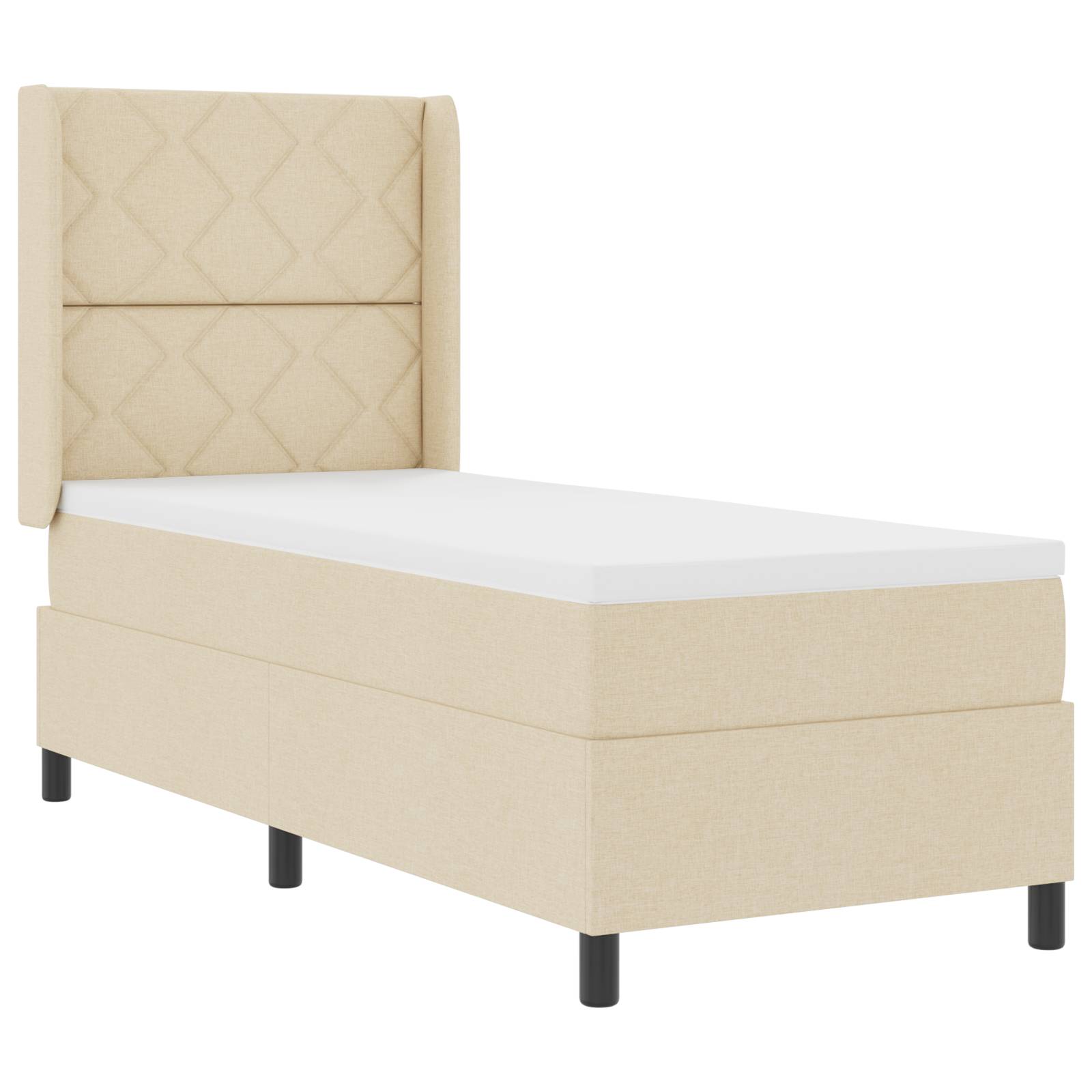 vidaXL LED Boxspringbett mit Matratze Creme 90x190 cm Stoff
