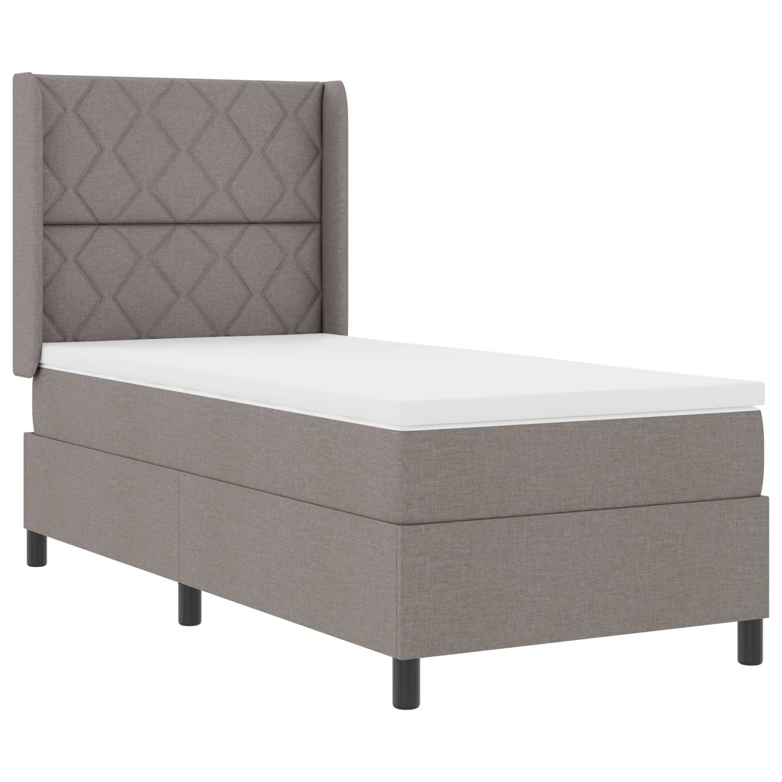 vidaXL LED Boxspringbett mit Matratze Taupe 100x200 cm Stoff