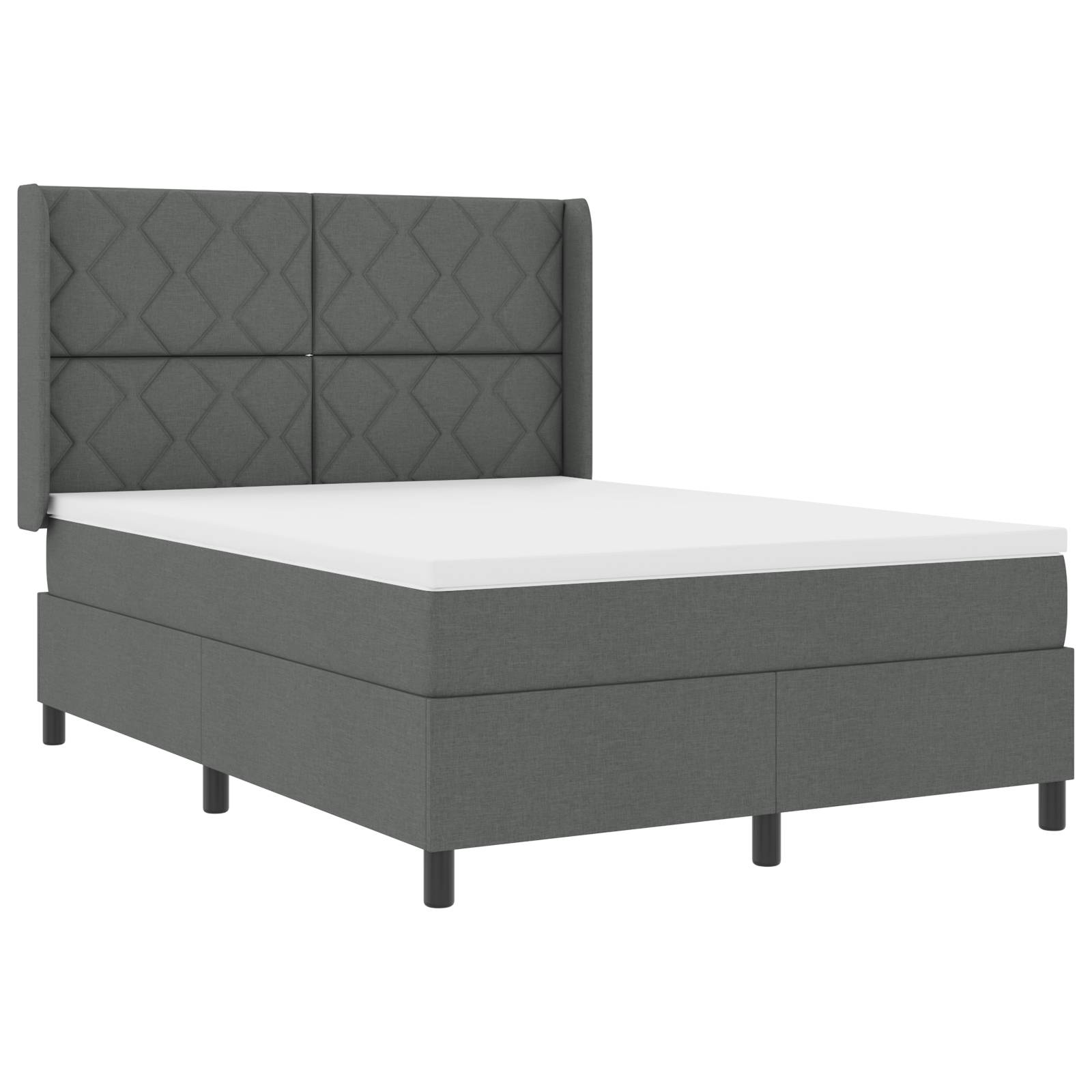 vidaXL Boxspringbett mit Matratze Dunkelgrau 140x190 cm Stoff
