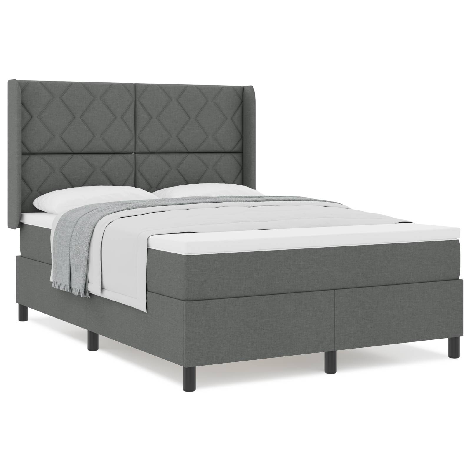 vidaXL Boxspringbett mit Matratze Dunkelgrau 140x190 cm Stoff