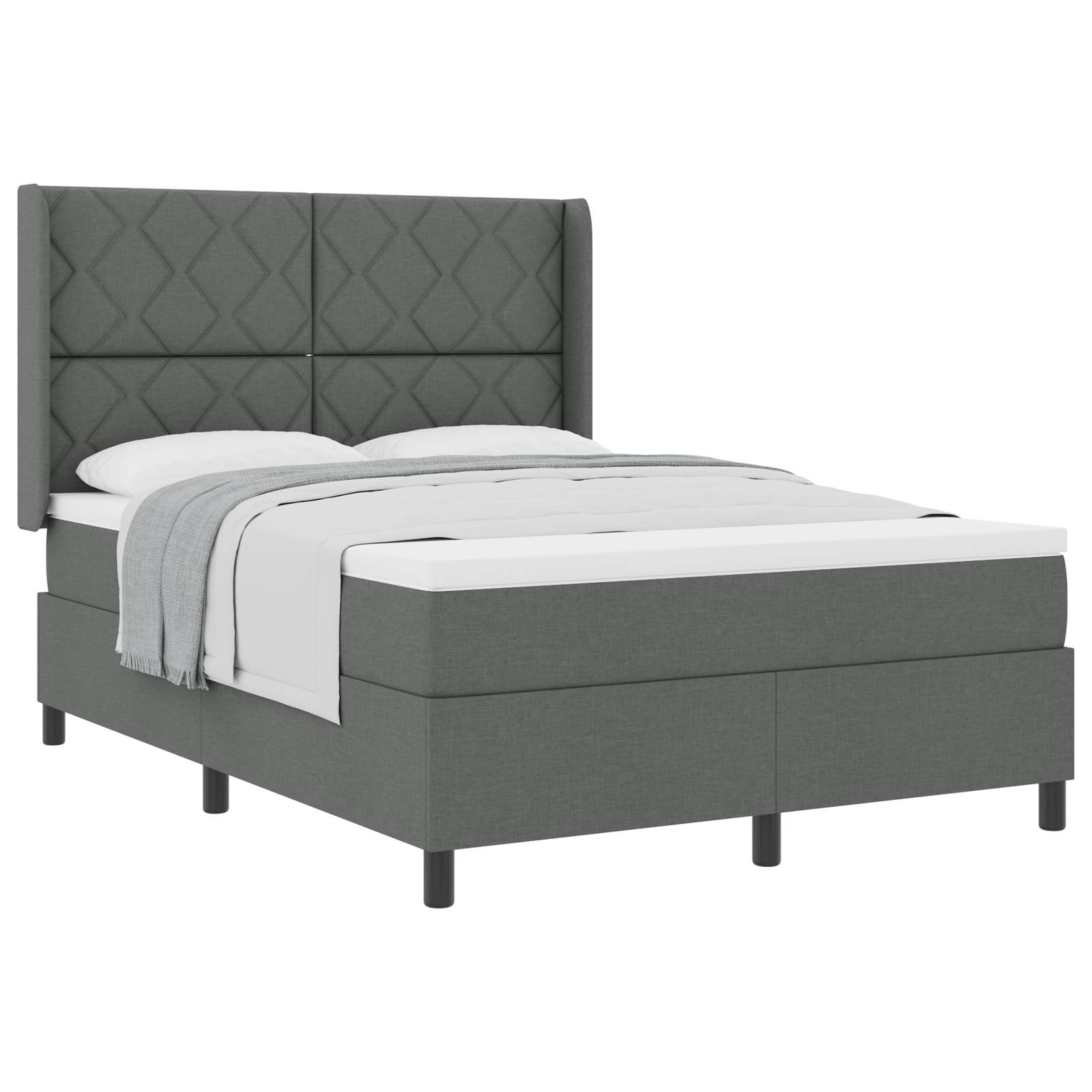 vidaXL Boxspringbett mit Matratze Dunkelgrau 140x190 cm Stoff