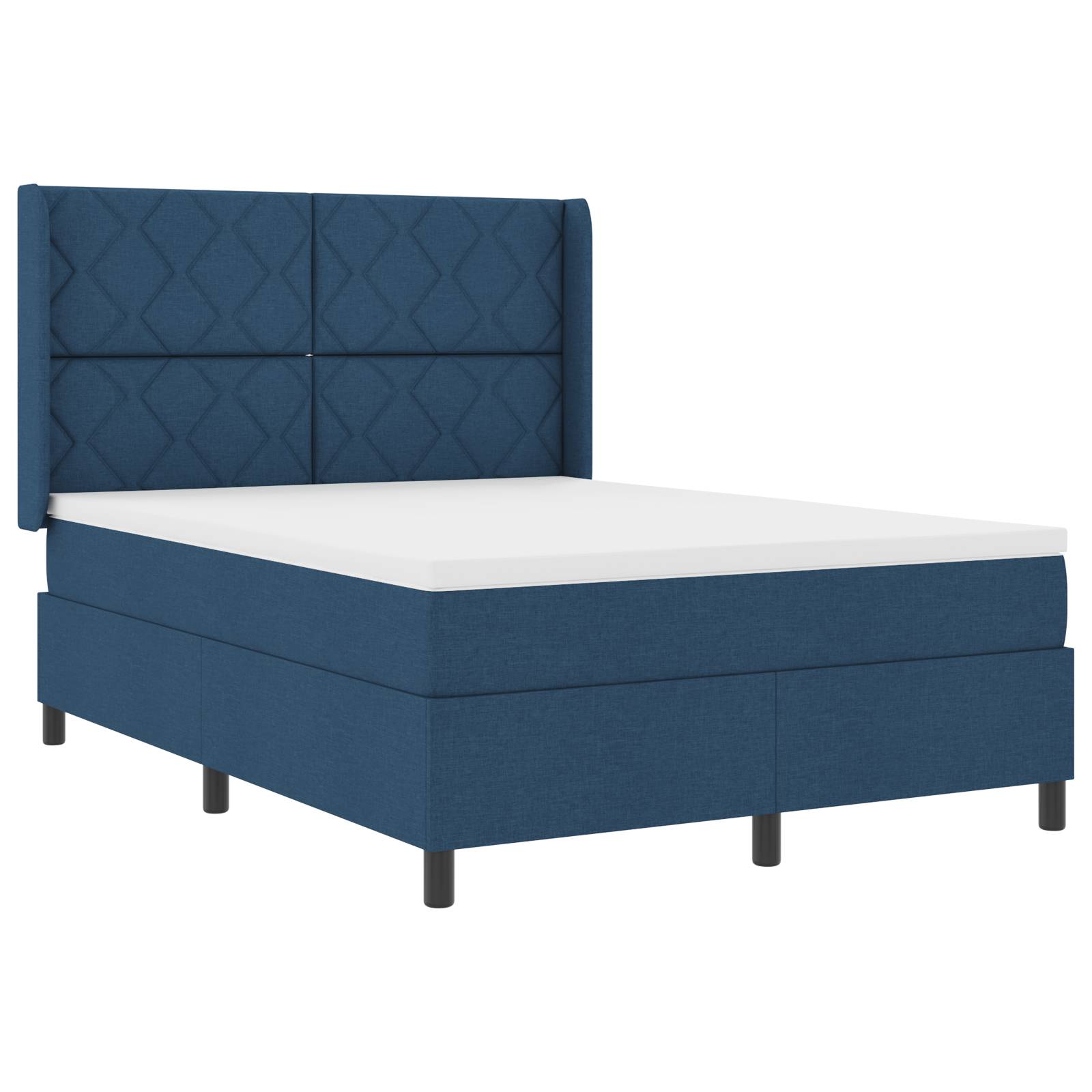 vidaXL LED Boxspringbett mit Matratze Blau 160x200 cm Stoff