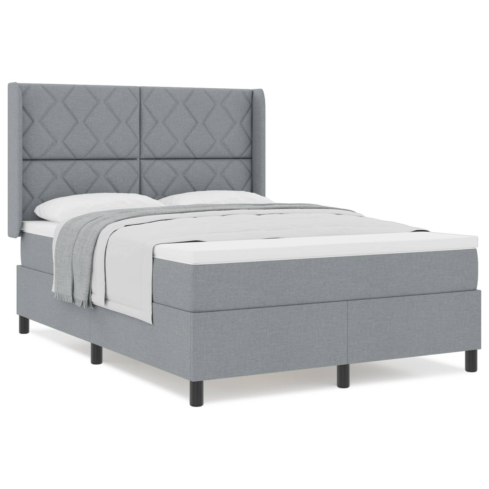 vidaXL Boxspringbett mit Matratze Hellgrau 140x190 cm Stoff