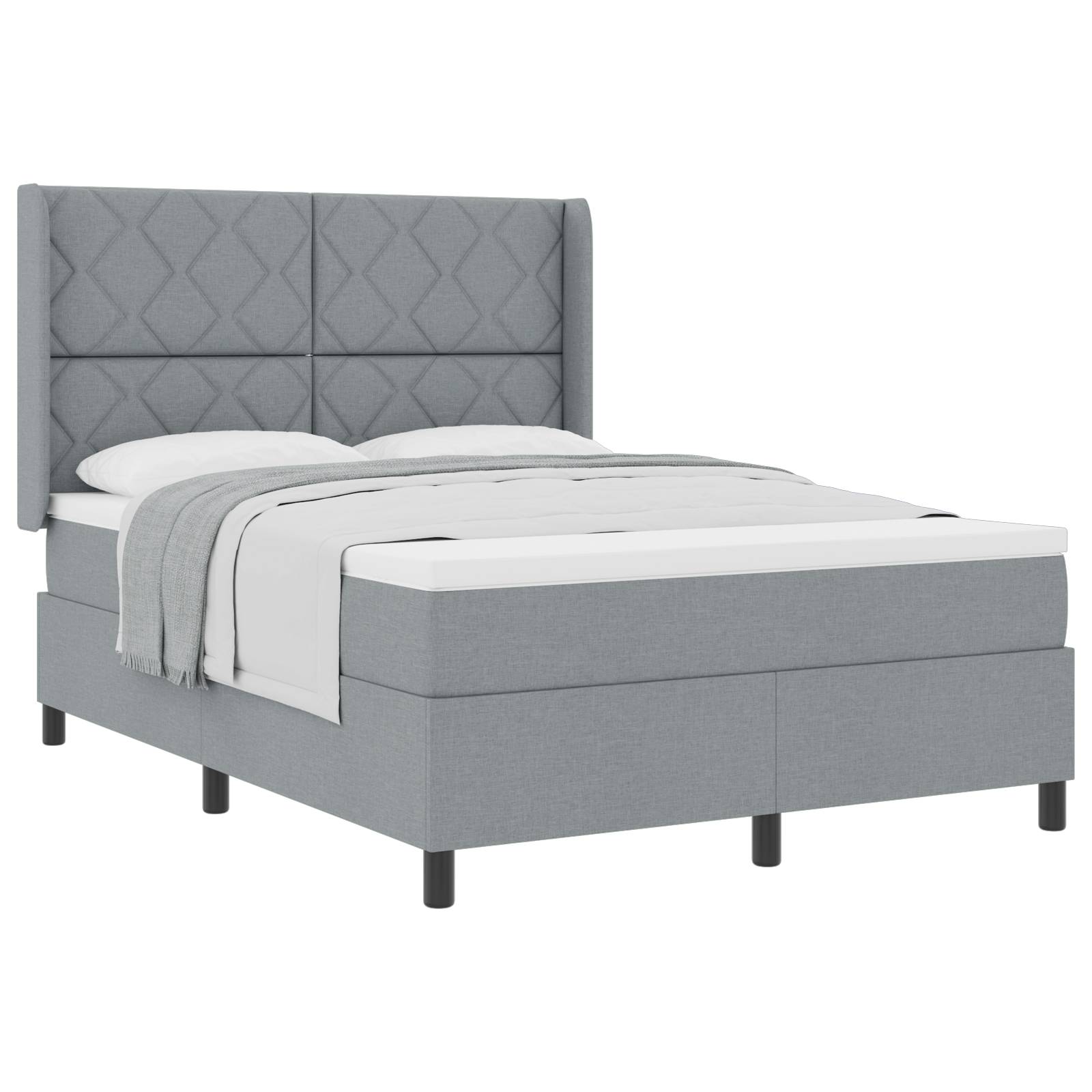 vidaXL Boxspringbett mit Matratze Hellgrau 140x190 cm Stoff