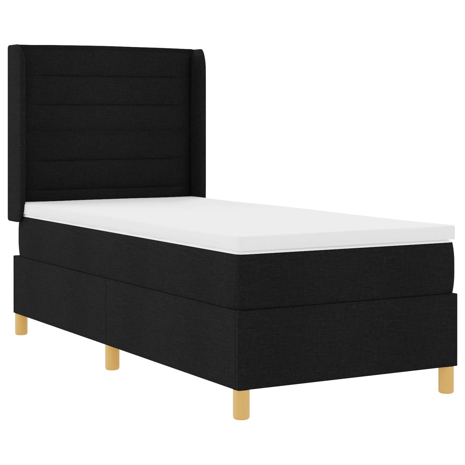 vidaXL Boxspringbett mit Matratze Schwarz 90x190 cm Stoff
