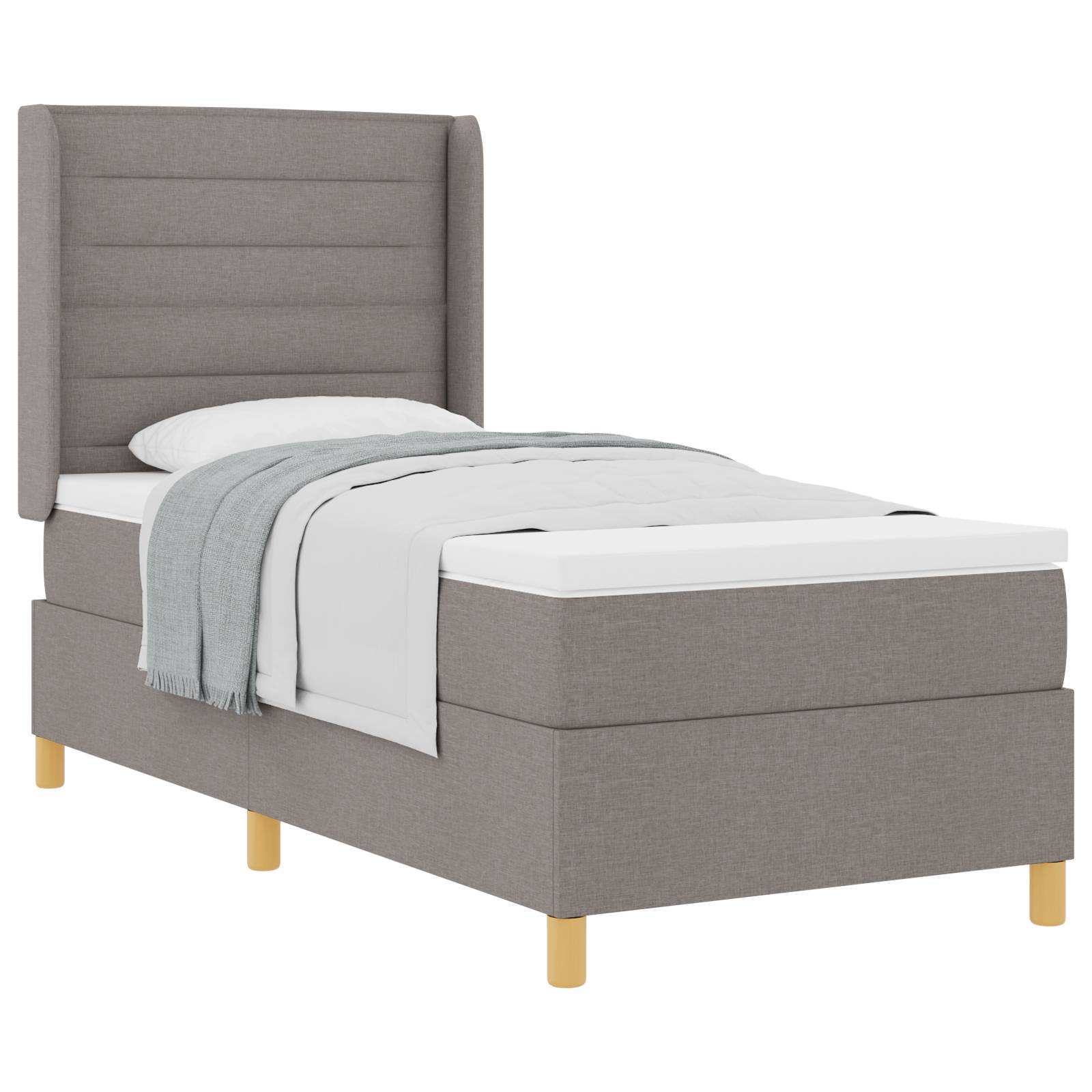 vidaXL Boxspringbett mit Matratze Taupe 80x200 cm Stoff