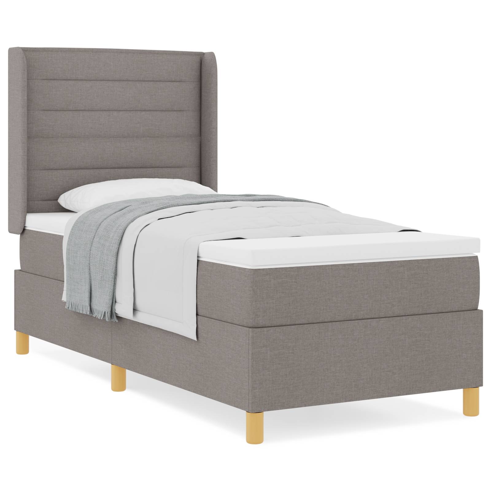 vidaXL Boxspringbett mit Matratze Taupe 80x200 cm Stoff
