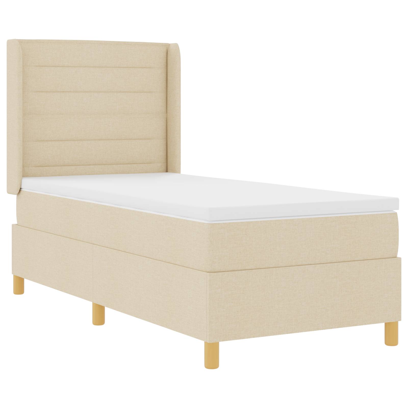 vidaXL LED Boxspringbett mit Matratze Creme 100x200 cm Stoff