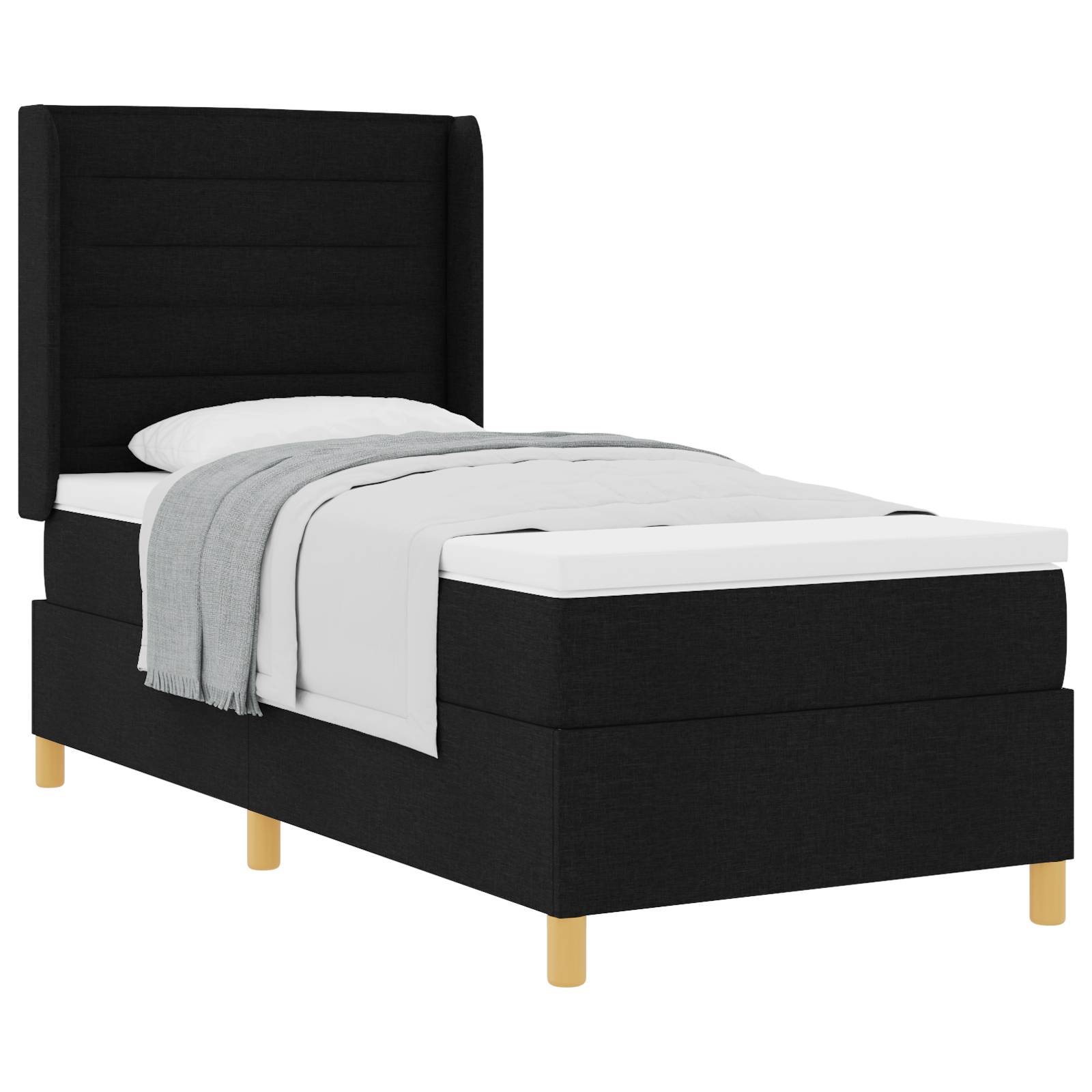 vidaXL Boxspringbett mit Matratze Schwarz 90x190 cm Stoff