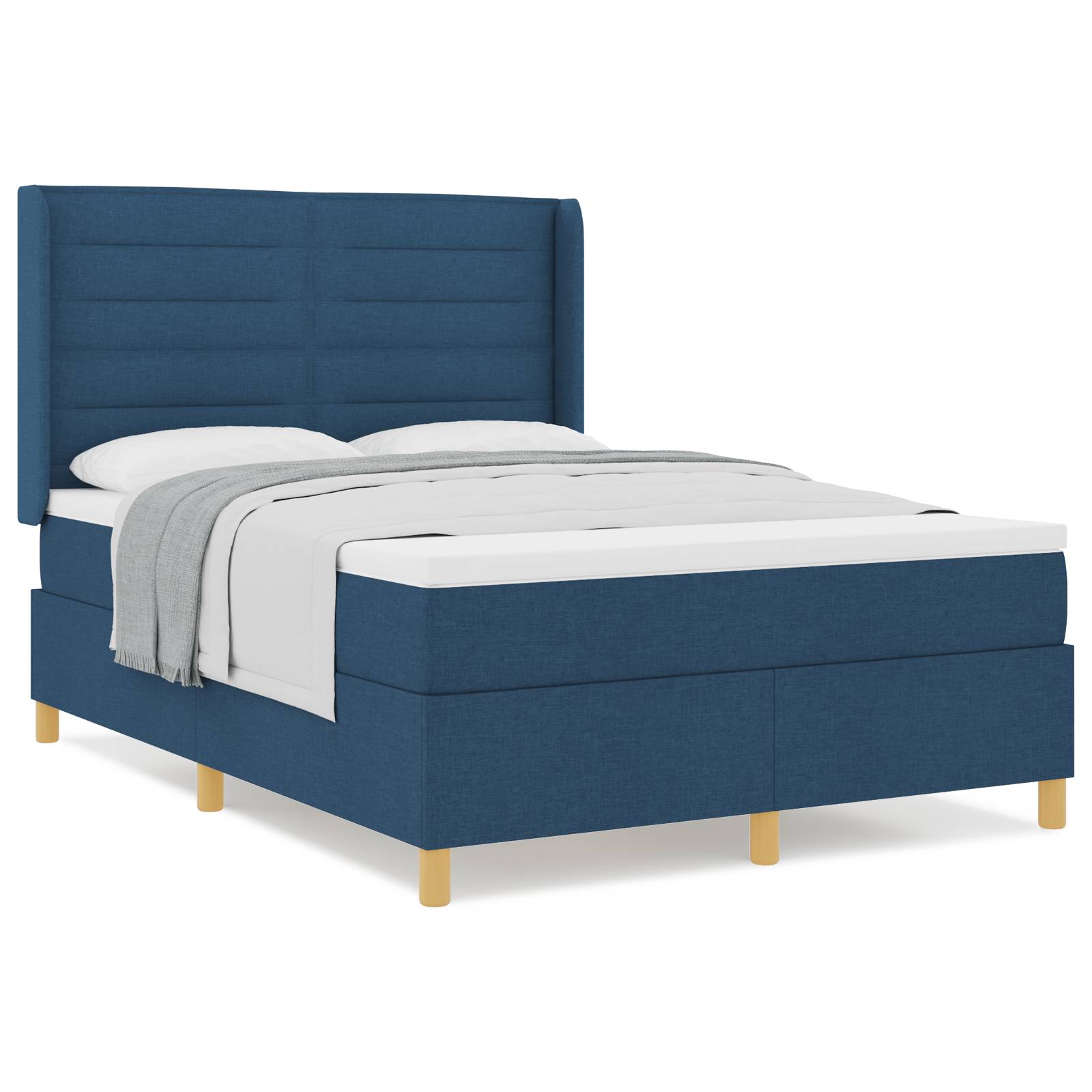 vidaXL Boxspringbett mit Matratze Blau 140x190 cm Stoff