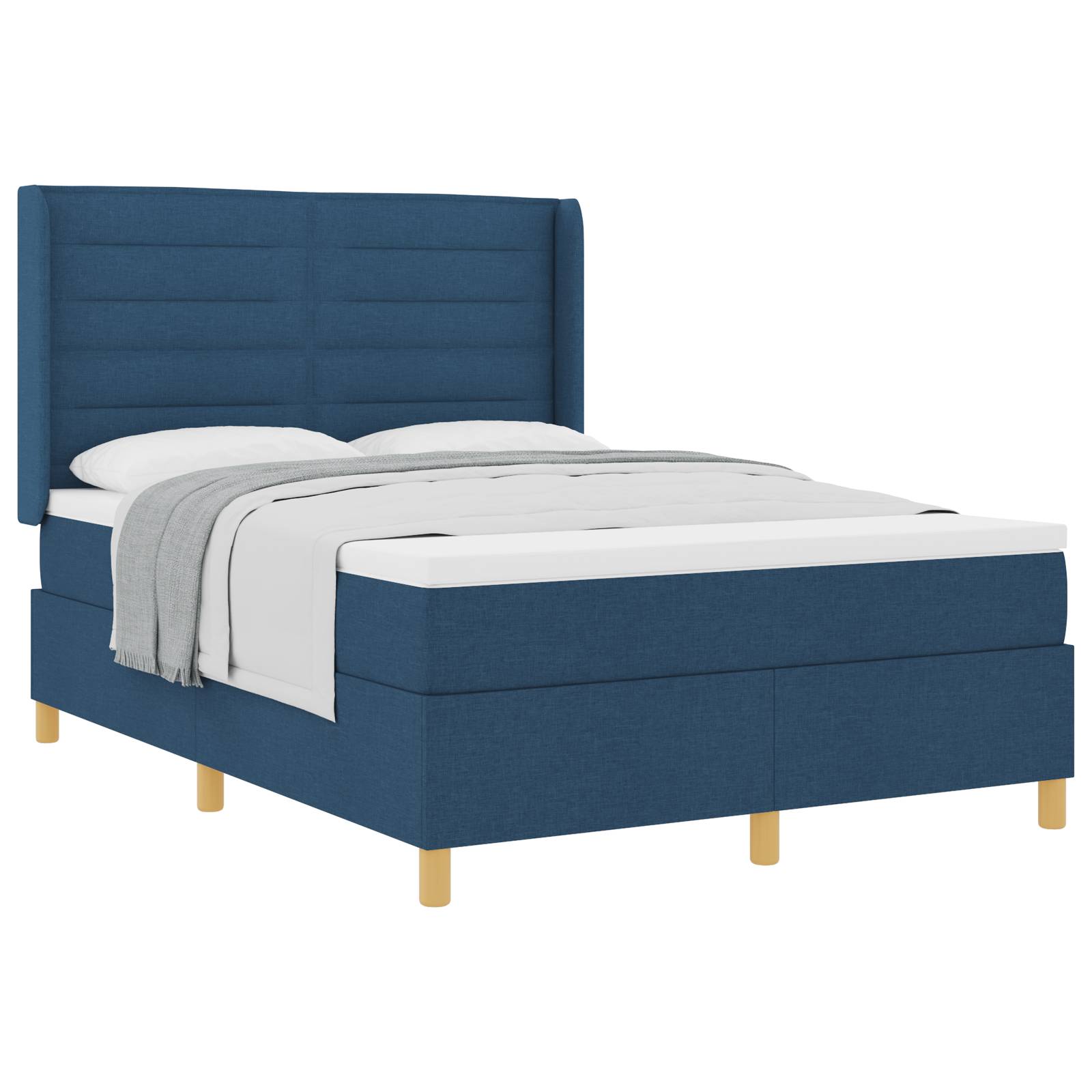 vidaXL Boxspringbett mit Matratze Blau 140x190 cm Stoff