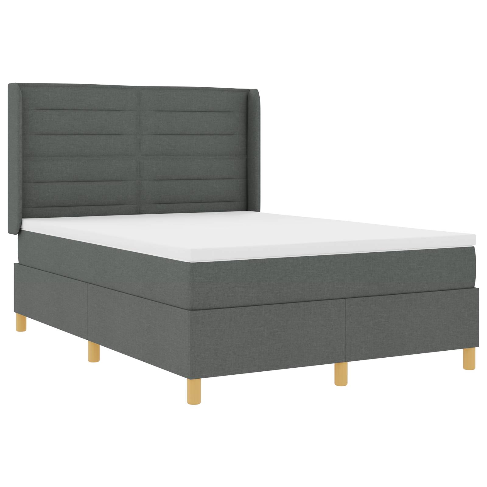 vidaXL LED Boxspringbett mit Matratze Dunkelgrau 140x200 cm Stoff