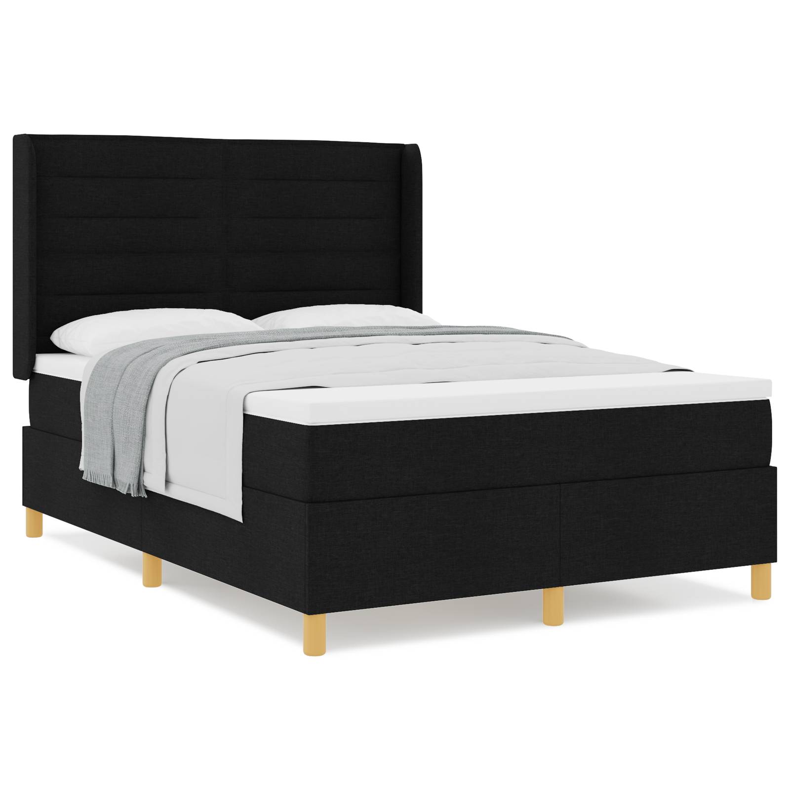 vidaXL Boxspringbett mit Matratze Schwarz 140x200 cm Stoff