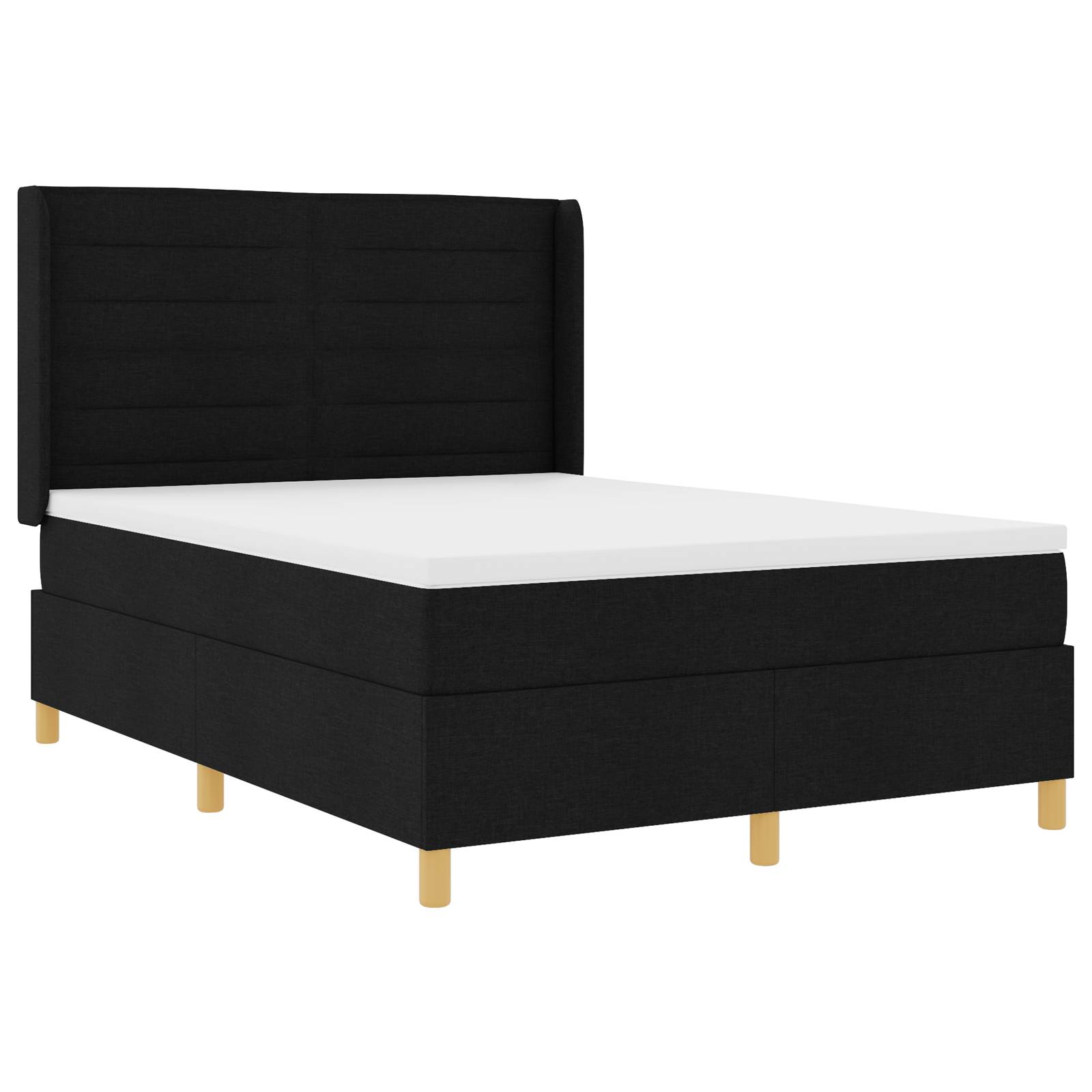 vidaXL Boxspringbett mit Matratze Schwarz 140x200 cm Stoff