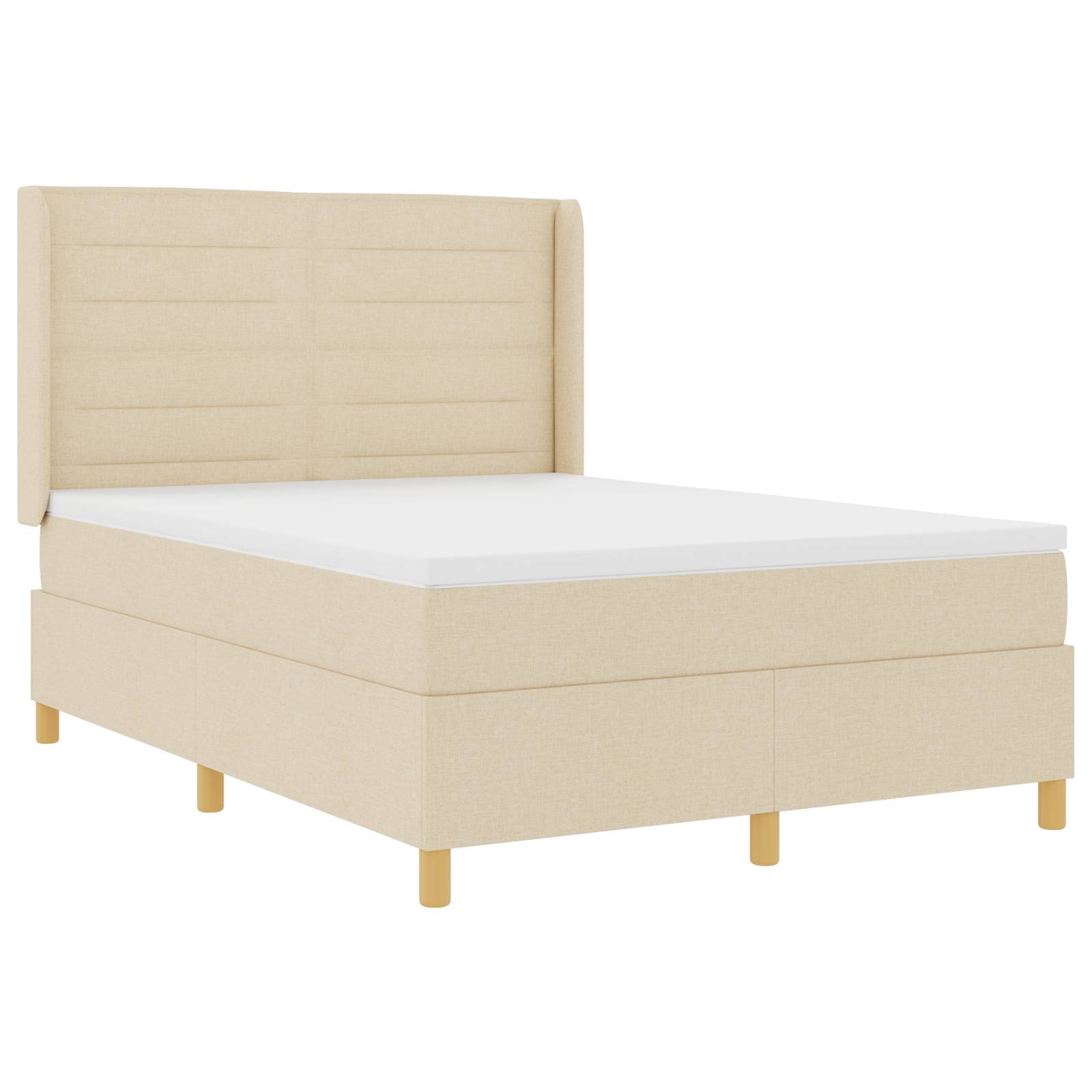 vidaXL Boxspringbett mit Matratze Creme 160x200 cm Stoff