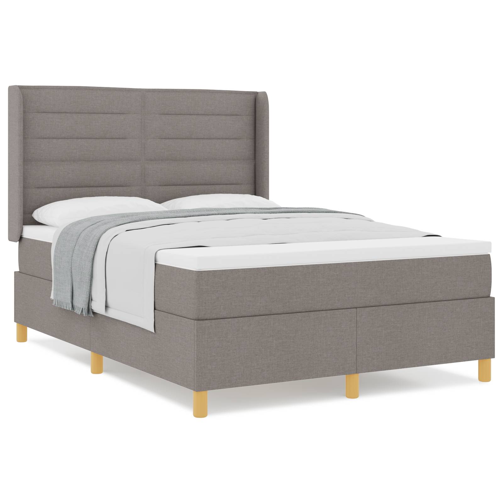 vidaXL Boxspringbett mit Matratze Taupe 140x190 cm Stoff