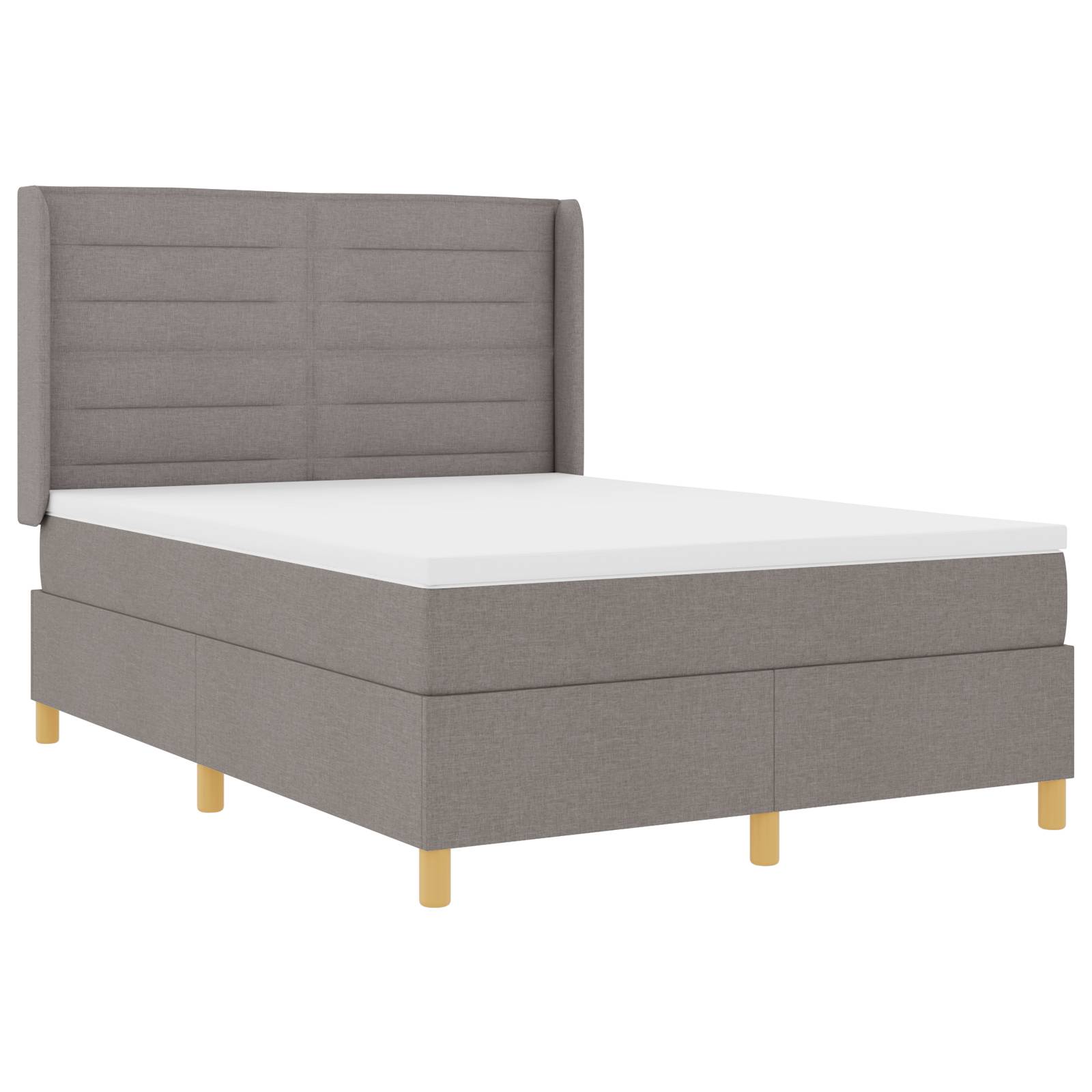 vidaXL Boxspringbett mit Matratze Taupe 140x190 cm Stoff
