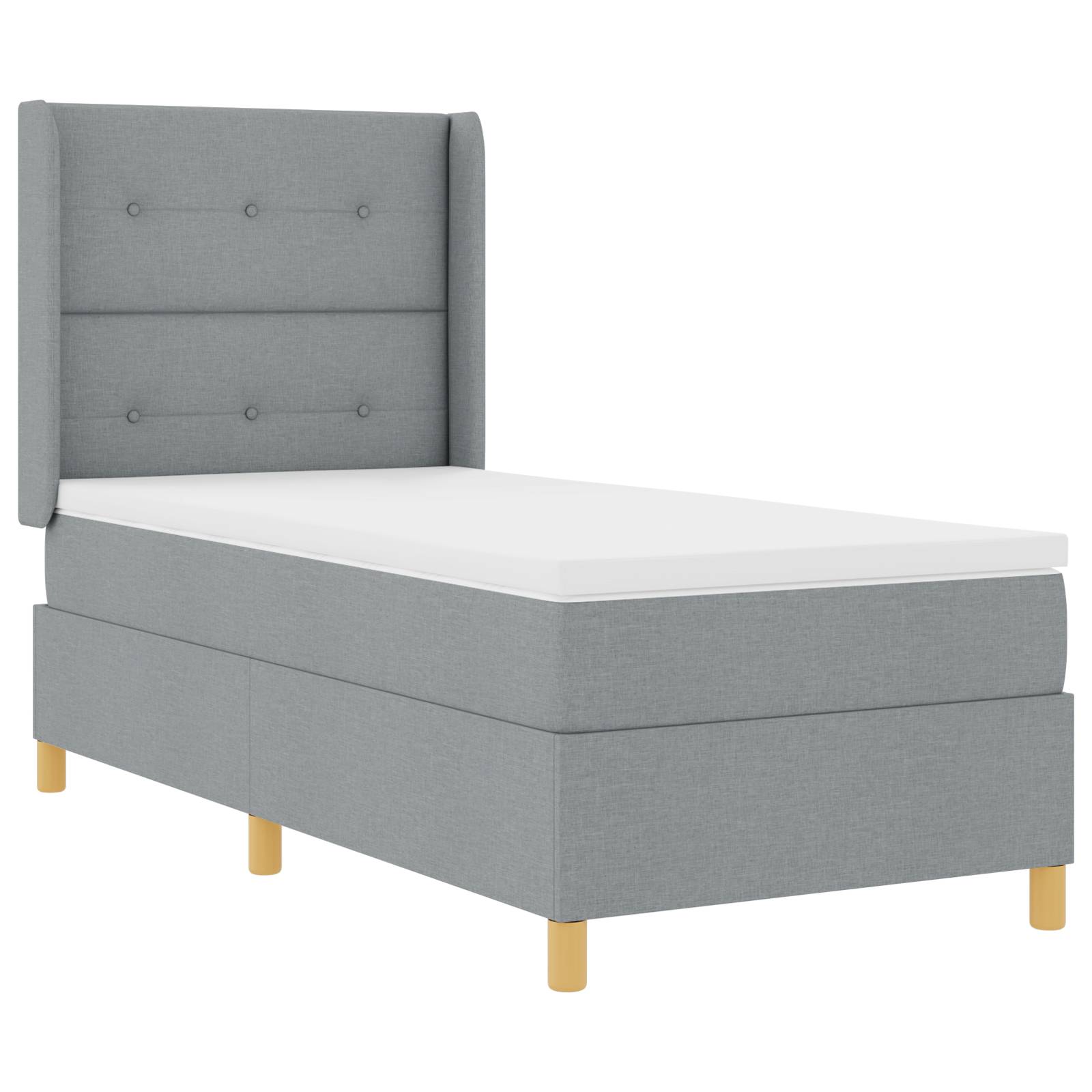 vidaXL LED Boxspringbett mit Matratze Hellgrau 80x200 cm Stoff