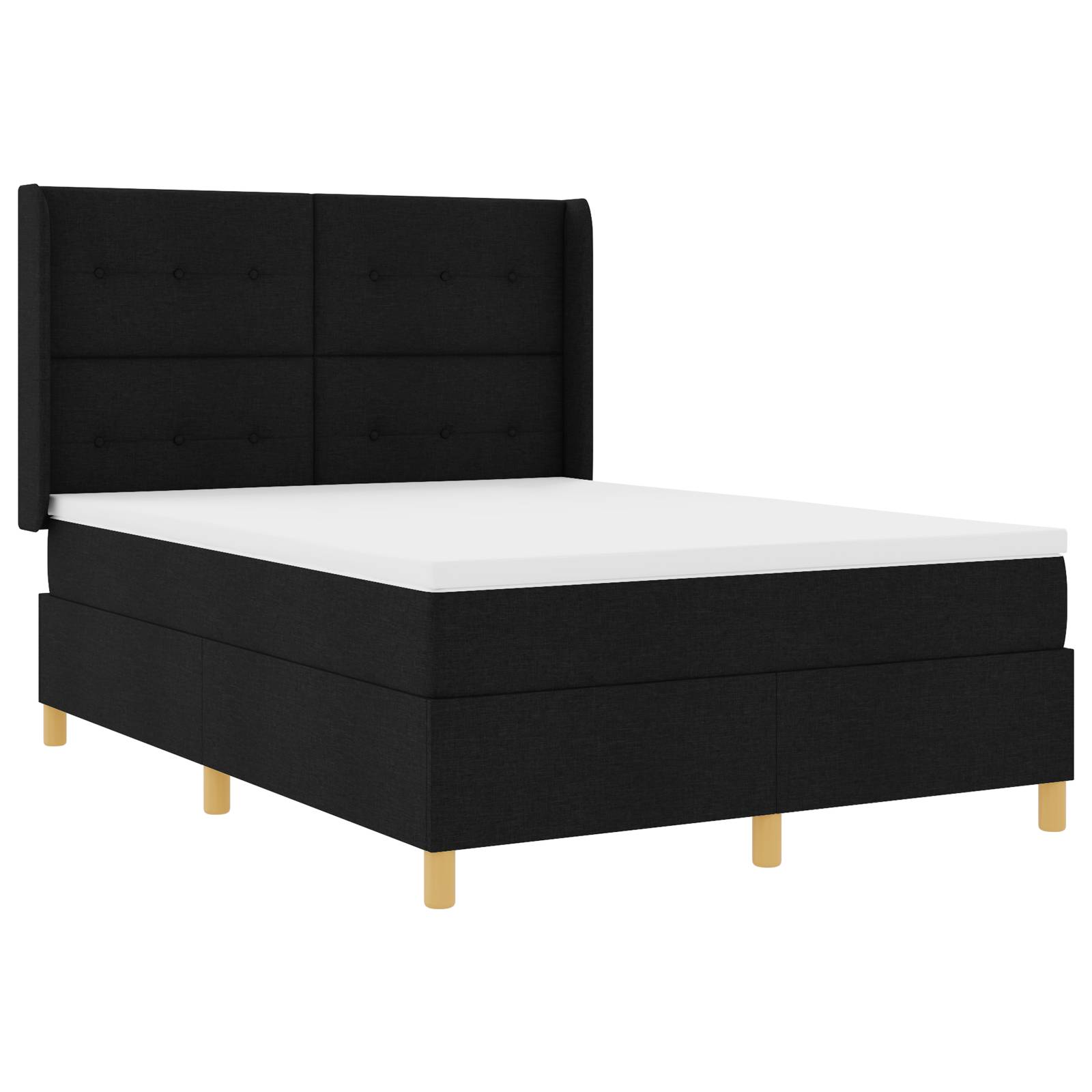 vidaXL LED Boxspringbett mit Matratze Schwarz 140x200 cm Stoff
